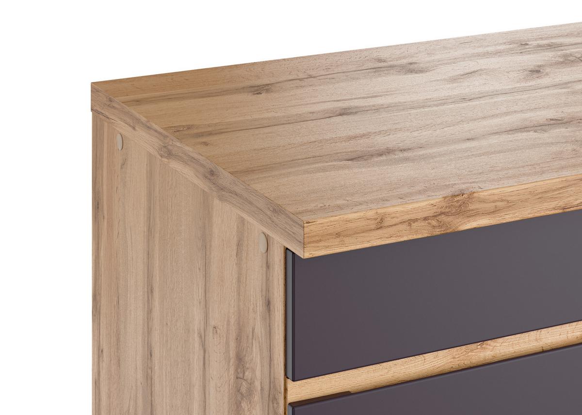 Eckküche Turin Ohne Geräte B: 300cm Grau/wotaneiche Dekor - Eiche Wotan/Grau, Design, Holzwerkstoff (300cm) - Held