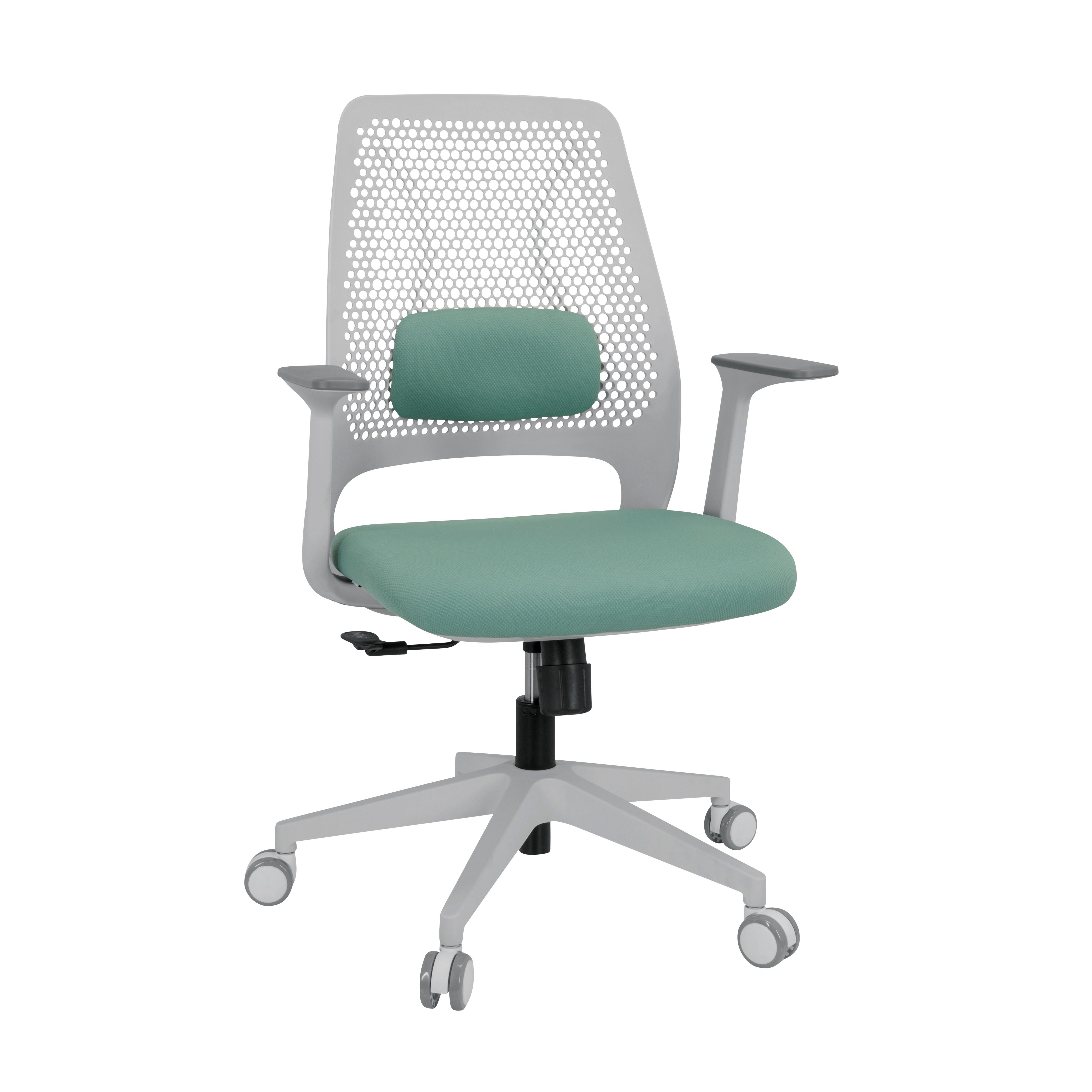 Bürostuhl Parferio Weiß/ Mintgrün Bis 110 Kg - Weiß/Mintgrün, Basics, Kunststoff/Textil (63/99/56cm) - MID.YOU