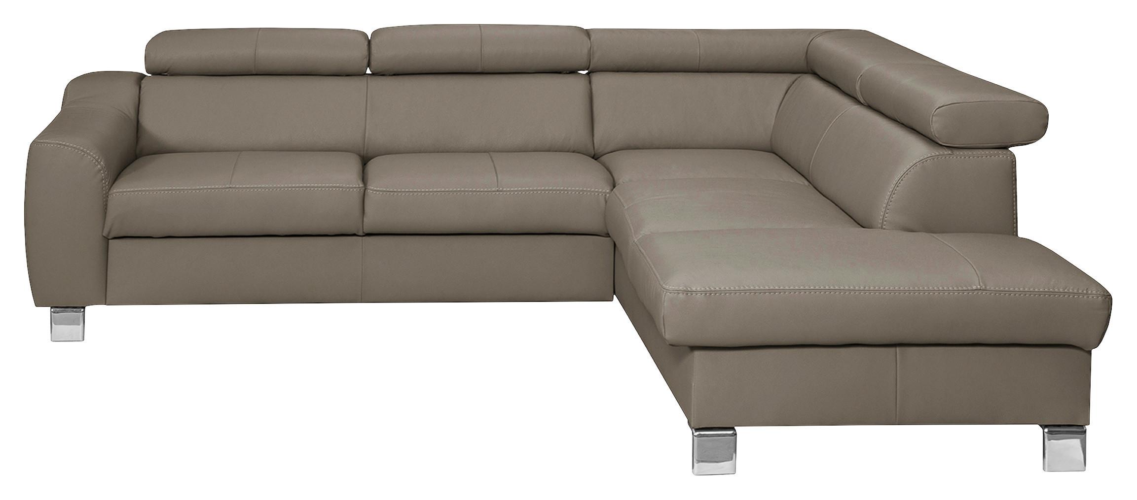 Ecksofa Aspen Taupe S: 245 Cm - Taupe/Chromfarben, Design, Leder/Textil (245/208cm) - Livetastic