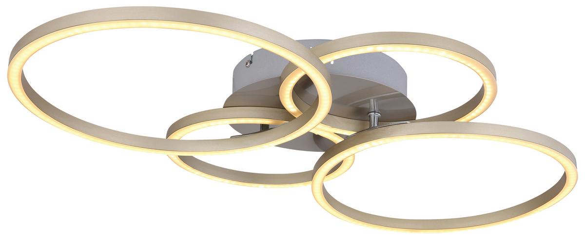 LED-Deckenleuchte Tuana L: 65,5 cm, 1-Flammig - Opal/Nickelfarben, MODERN, Kunststoff/Metall (65,5/40,6/7,5cm) - Luca Bessoni