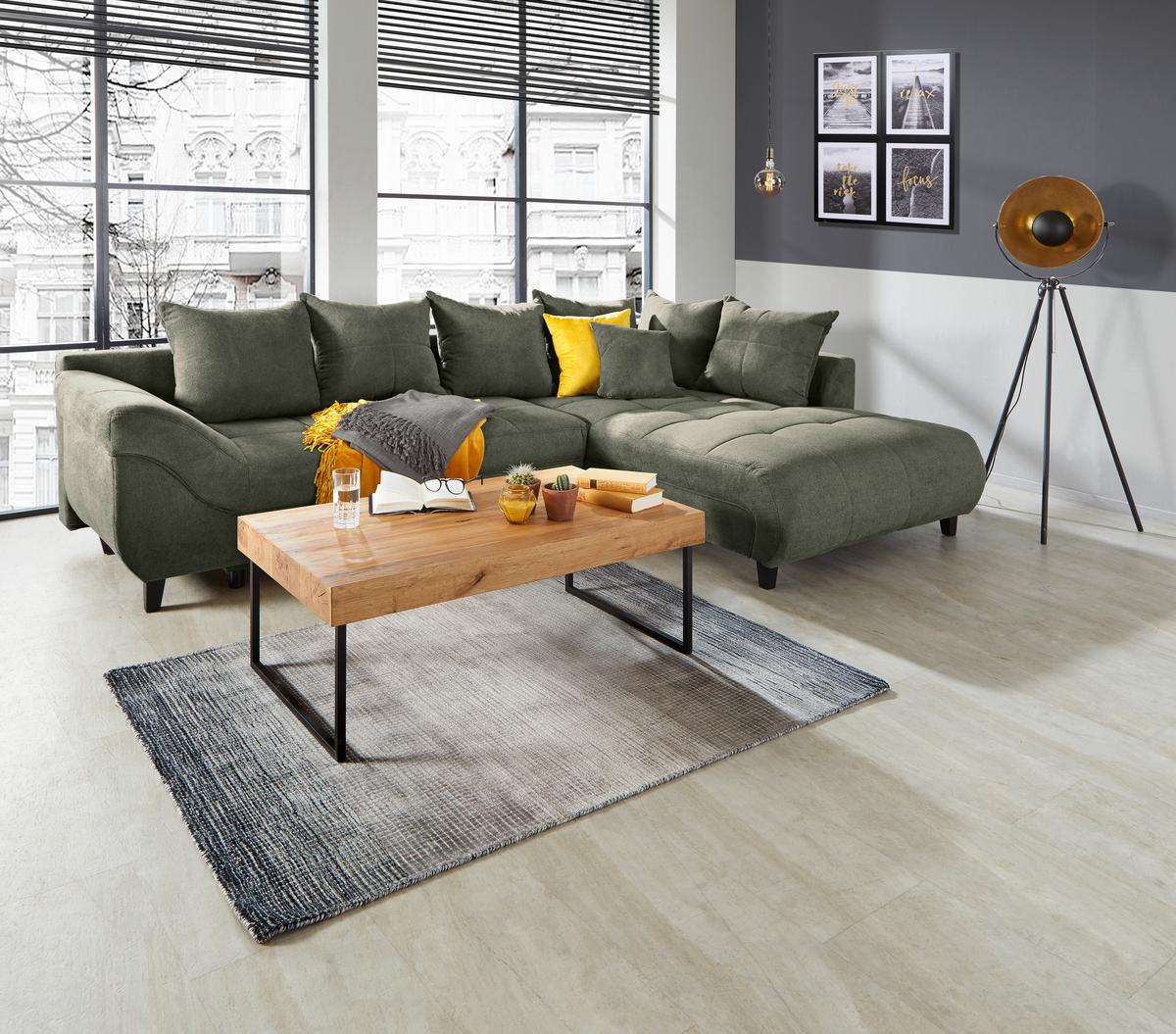 Ecksofa Mendoza - Schwarz/Grau, Design, Textil (309/197cm) - Ondega
