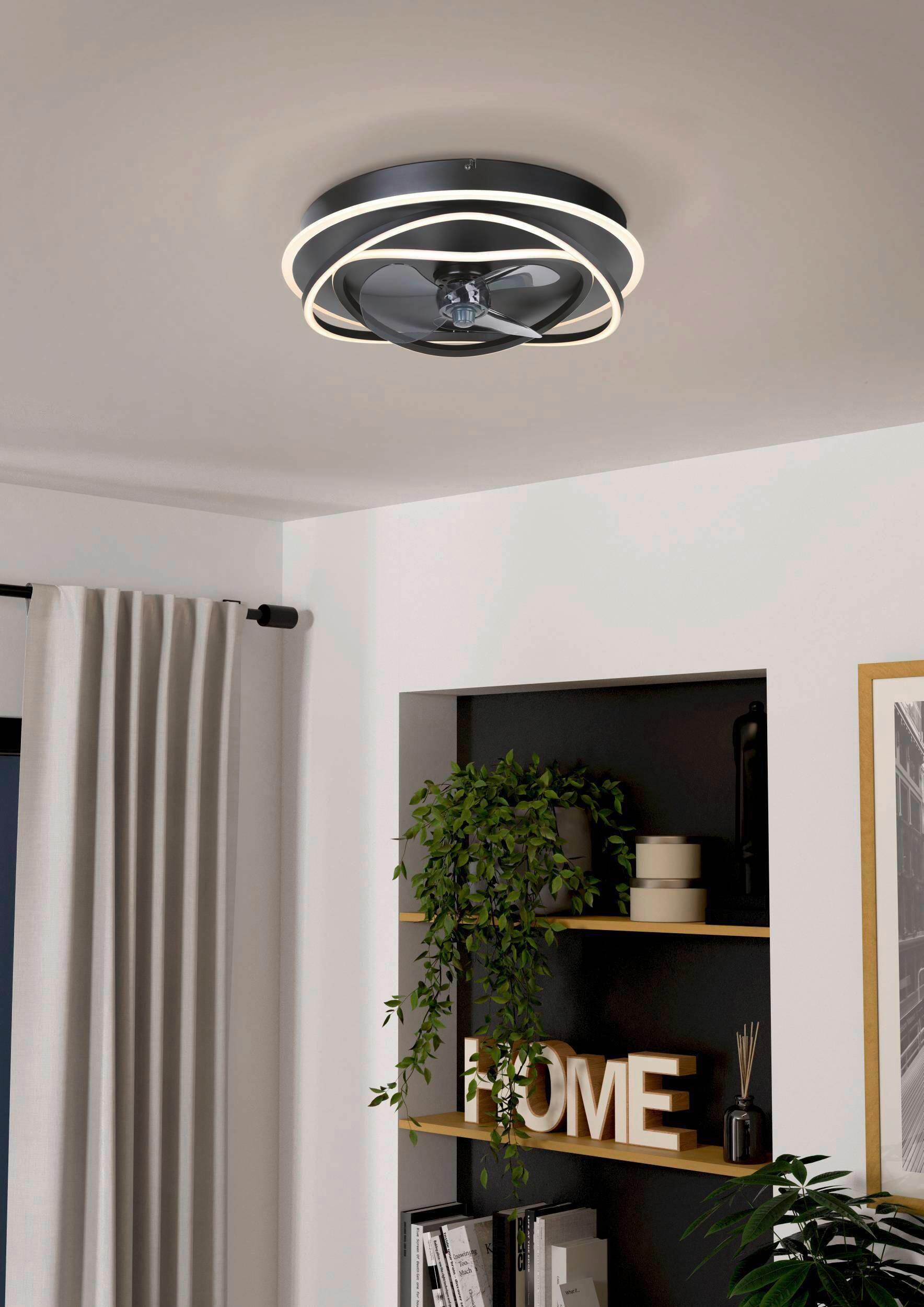 Deckenventilator LED-Cct-Ventilator Ac Schwarz - Schwarz, Basics, Kunststoff/Metall (50/14cm) - Eglo