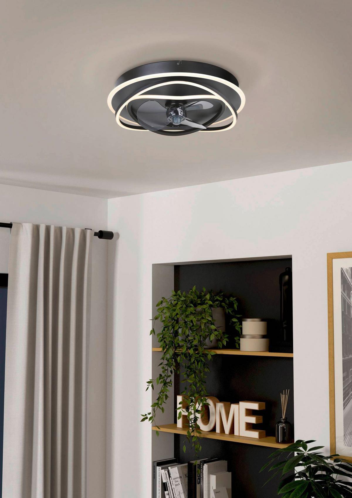 Deckenventilator Led-Cct-Ventilator Ac Schwarz - Schwarz, Basics, Kunststoff/Metall (50/14cm) - Eglo