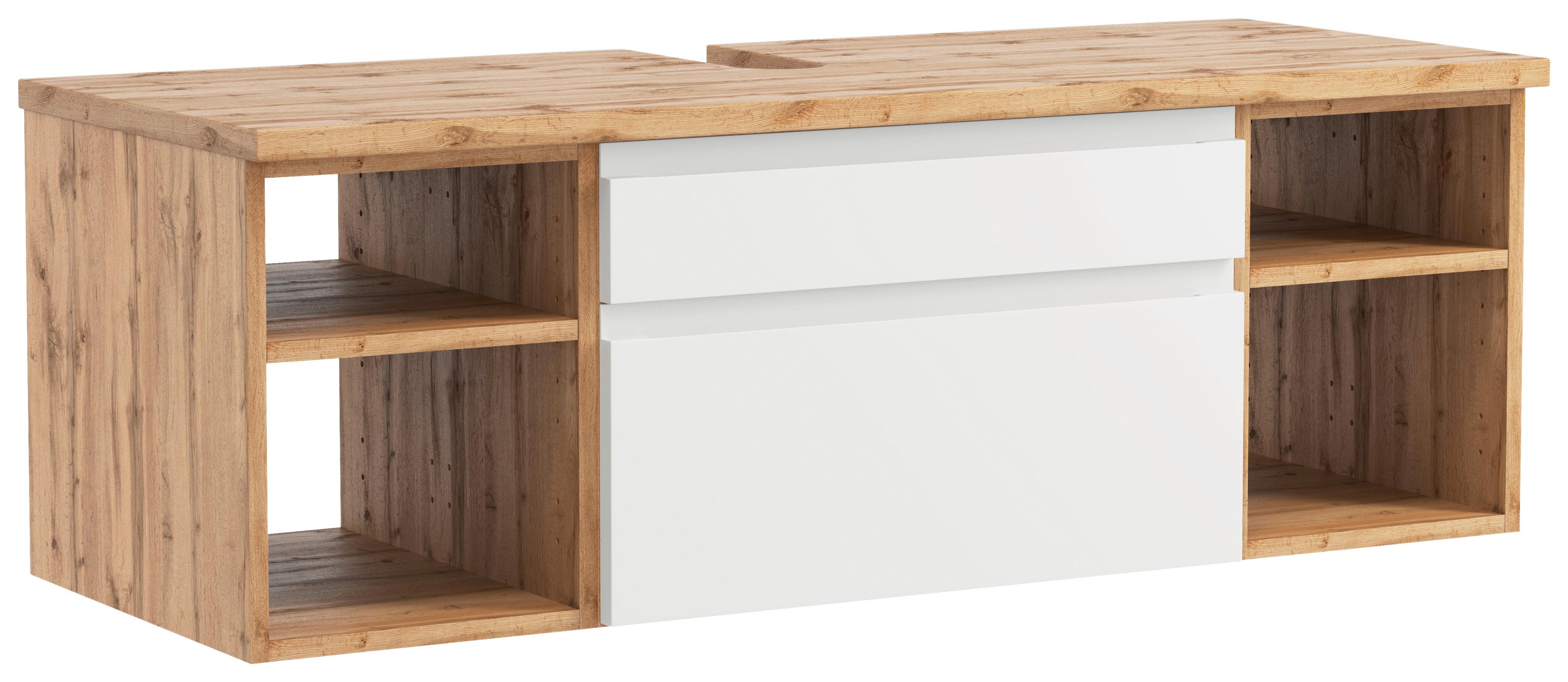 Hängender Waschbecken- Unterschrank Arosa B: 120 cm - Eiche Wotan/Weiß, MODERN, Holzwerkstoff (120/41/47cm) - Held