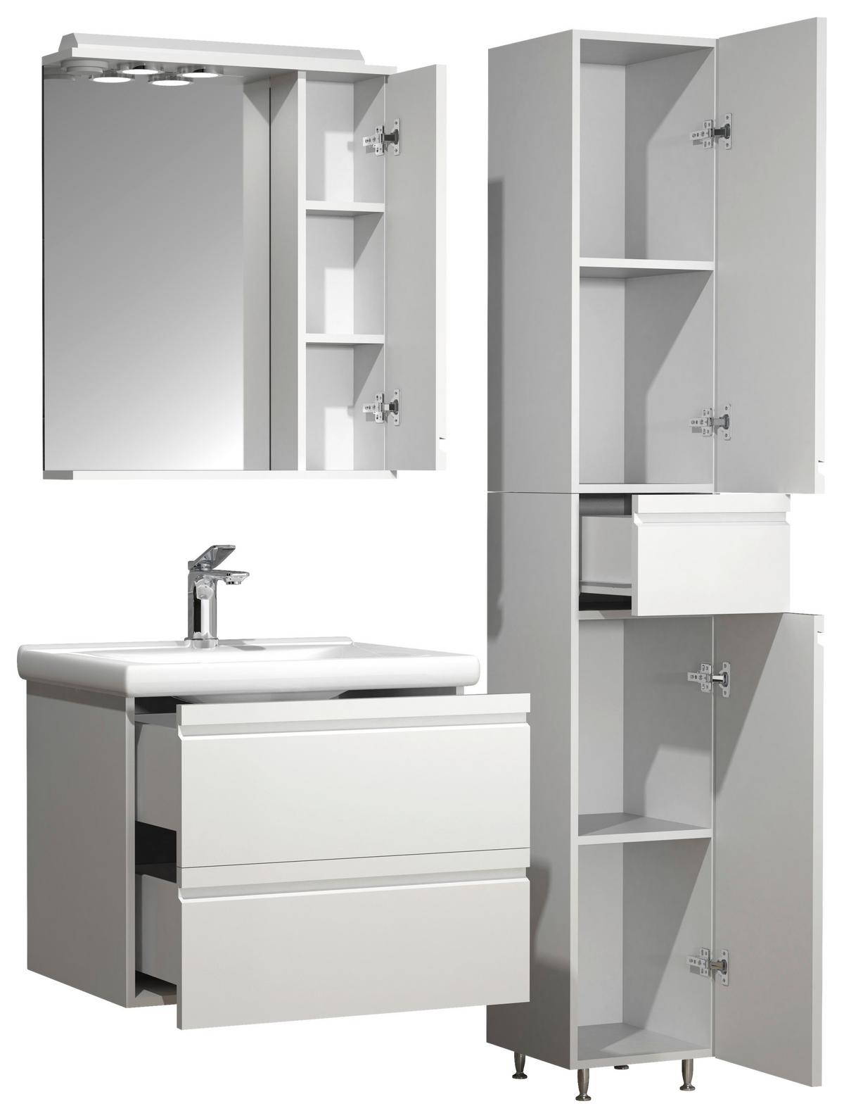 Badezimmer Silora L - Weiß, MODERN, Glas/Keramik (90cm) - MID.YOU