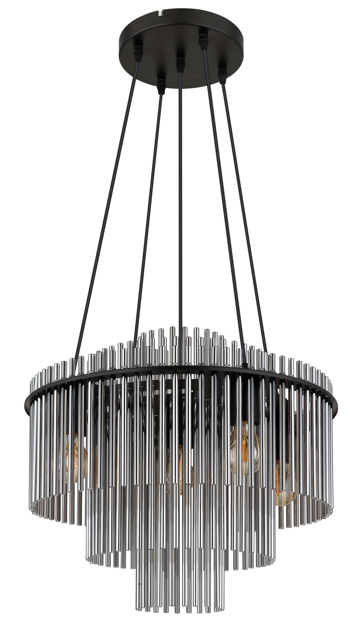 HÄNGELEUCHTE 15698H1 GORLEY - Schwarz/Grau, Basics, Glas/Kunststoff (50/120cm) - Globo