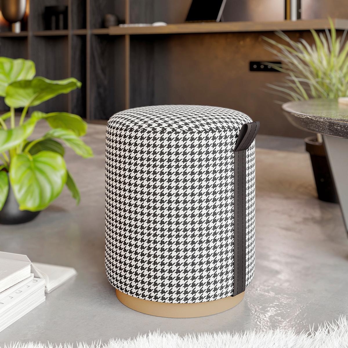 Hocker Macaria Schwarz/weiß B: 36 Cm - Eichefarben/Schwarz, Design, Textil (36/43/36cm) - Livetastic