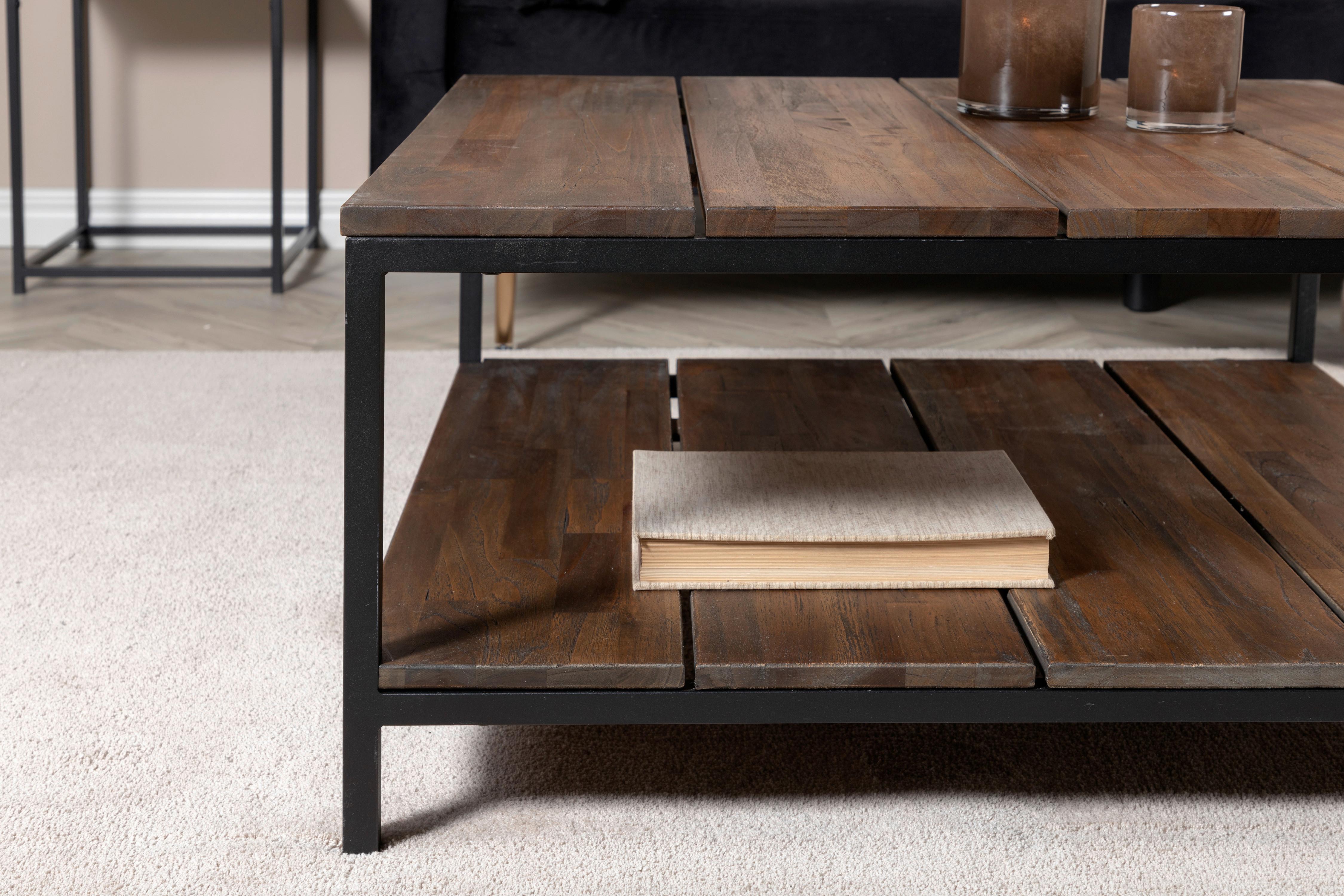 Couchtisch Padang - Schwarz/Braun, Design, Holz/Metall (80/80/40cm) - Livetastic
