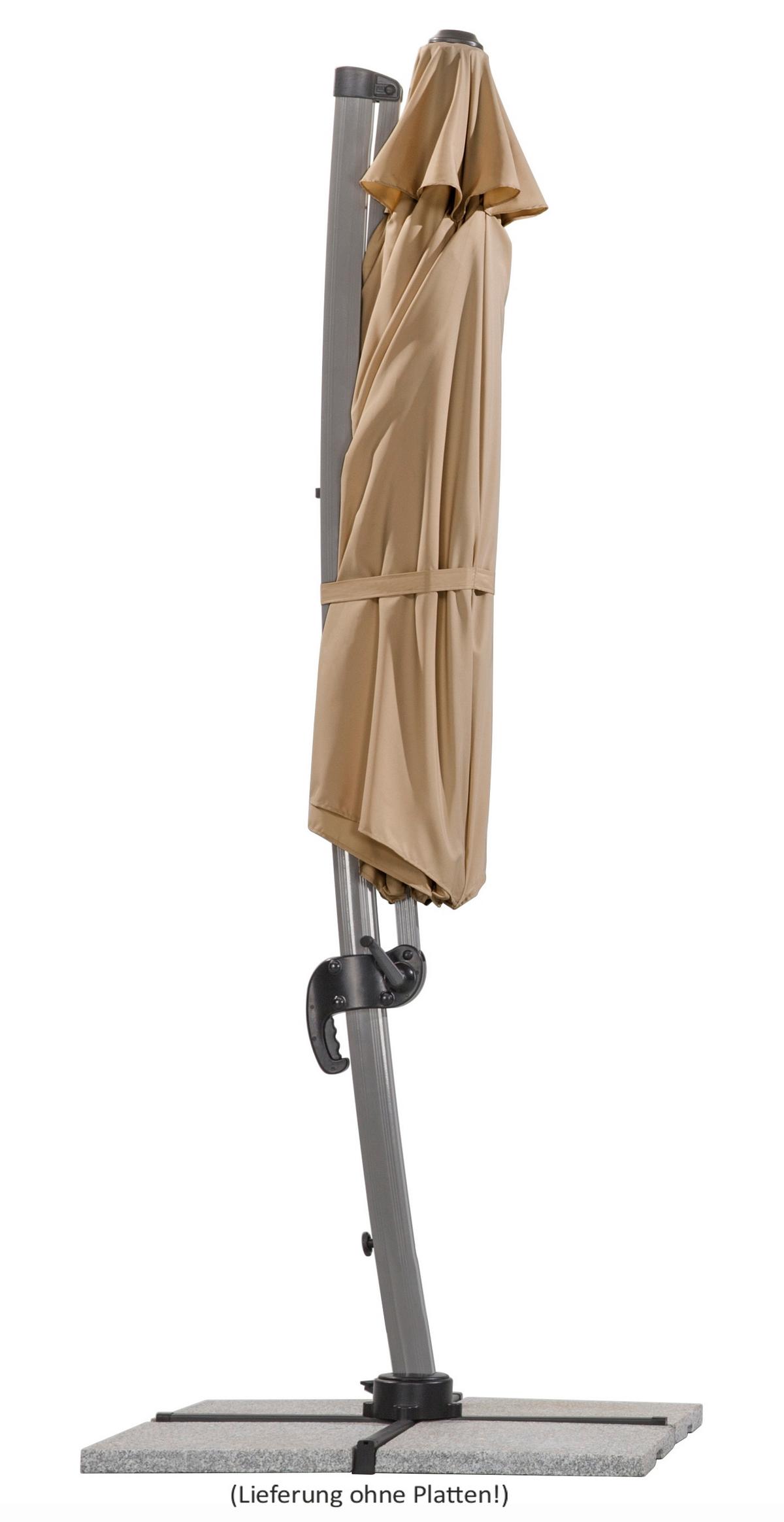 Ampelschirm Rhodos Rondo BxHxT: 374x269x350cm Sandfarbden - Sandfarben/Grau, Basics, Textil/Metall (374/269/350cm) - Schneider