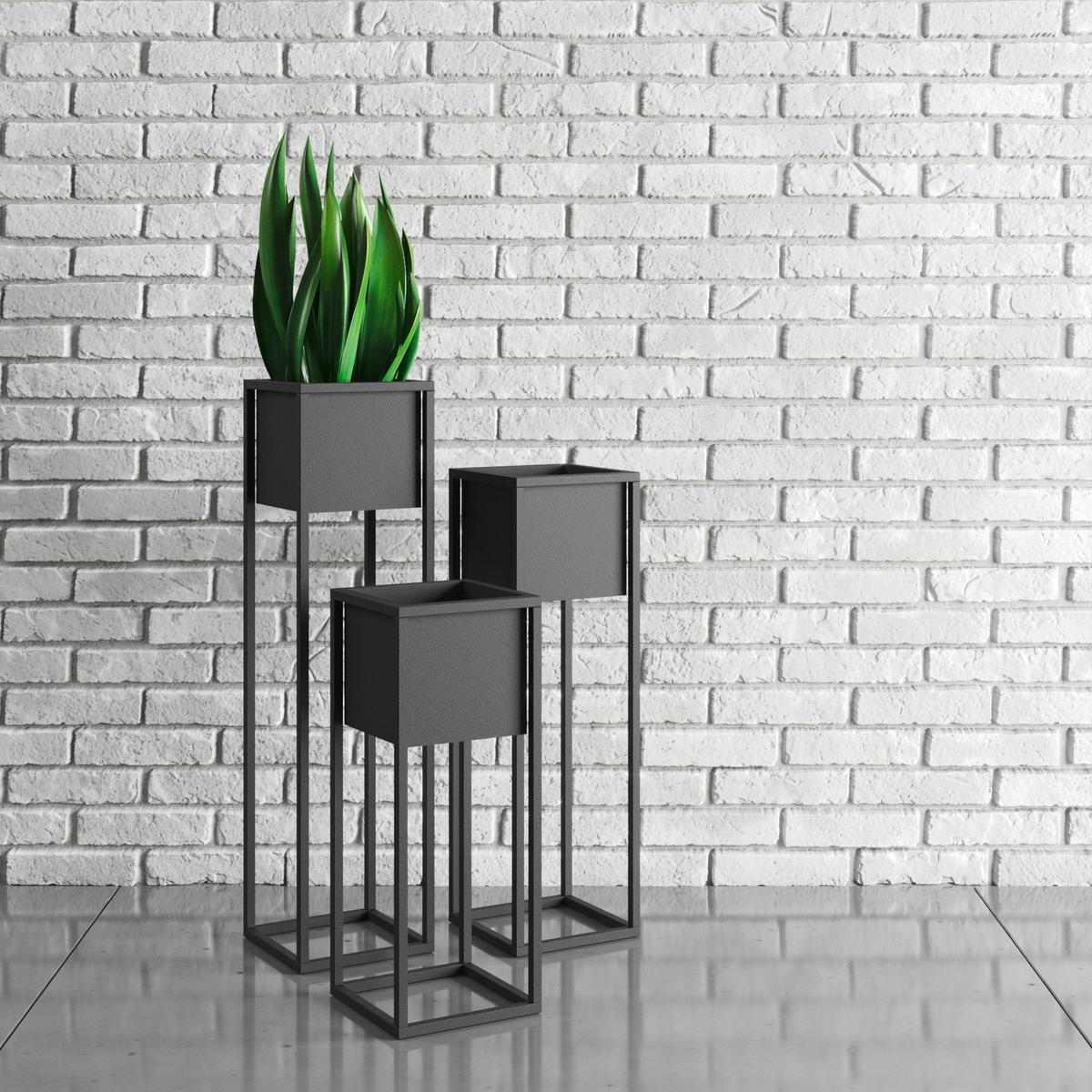 Blumenständer Metall Schwarz Bxhxt: 23x60x23 Cm - Schwarz, Basics, Metall (23/60/23cm)