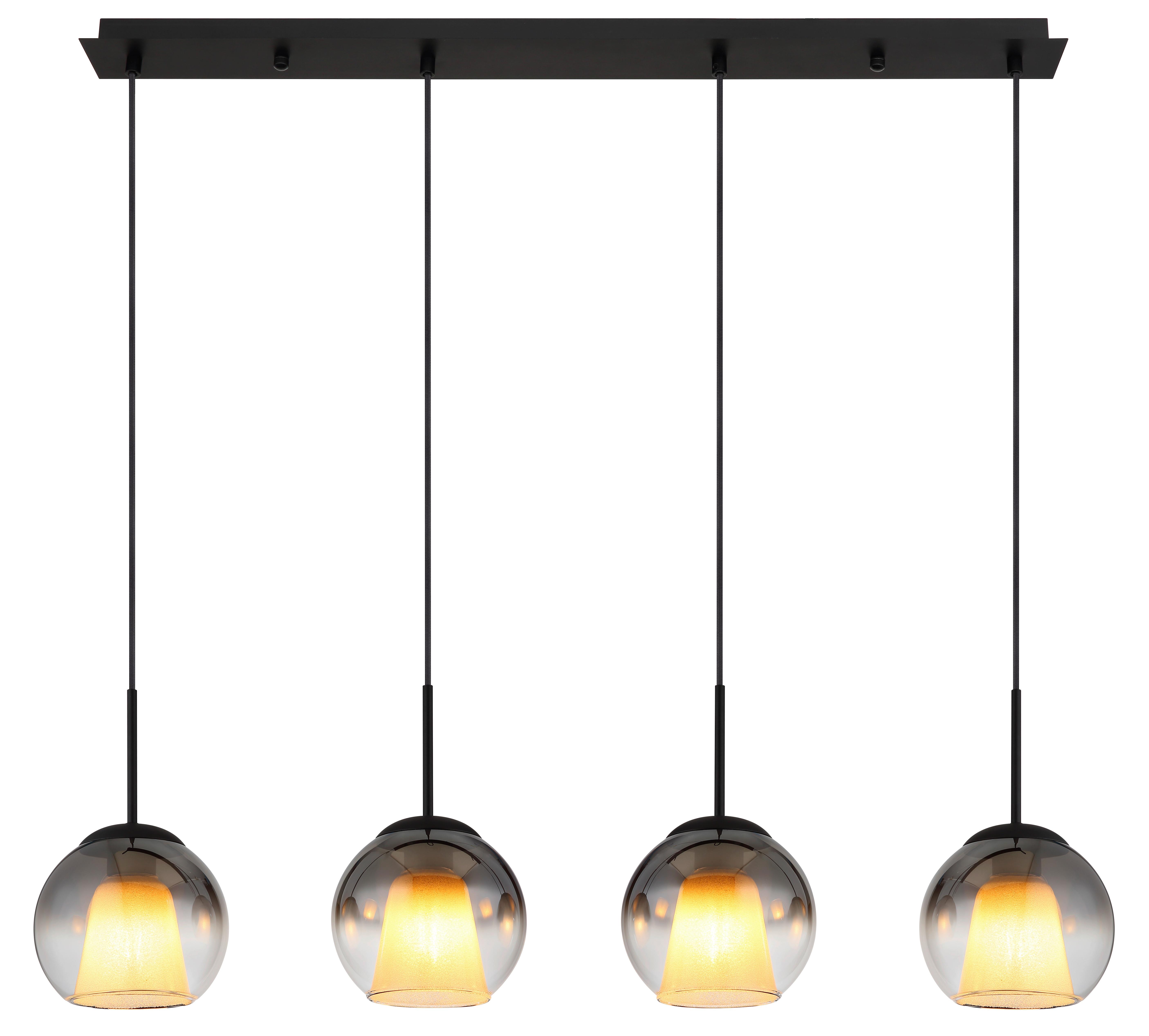 Hängeleuchte Barry Grau Klar Schwarz L: 100 cm - Klar/Schwarz, Basics, Glas/Textil (100/18/120cm) - Globo