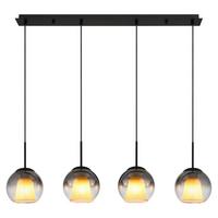 Hängeleuchte Barry Grau Klar Schwarz L: 100 cm - Klar/Schwarz, Basics, Glas/Textil (100/18/120cm) - Globo