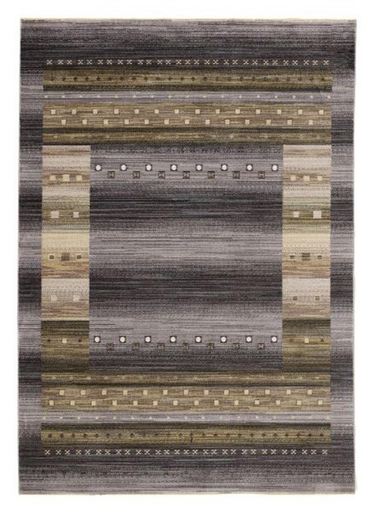 Webteppich Oculus Grau 90x190 cm - Beige/Schwarz, Basics, Textil (90/190cm) - Novel