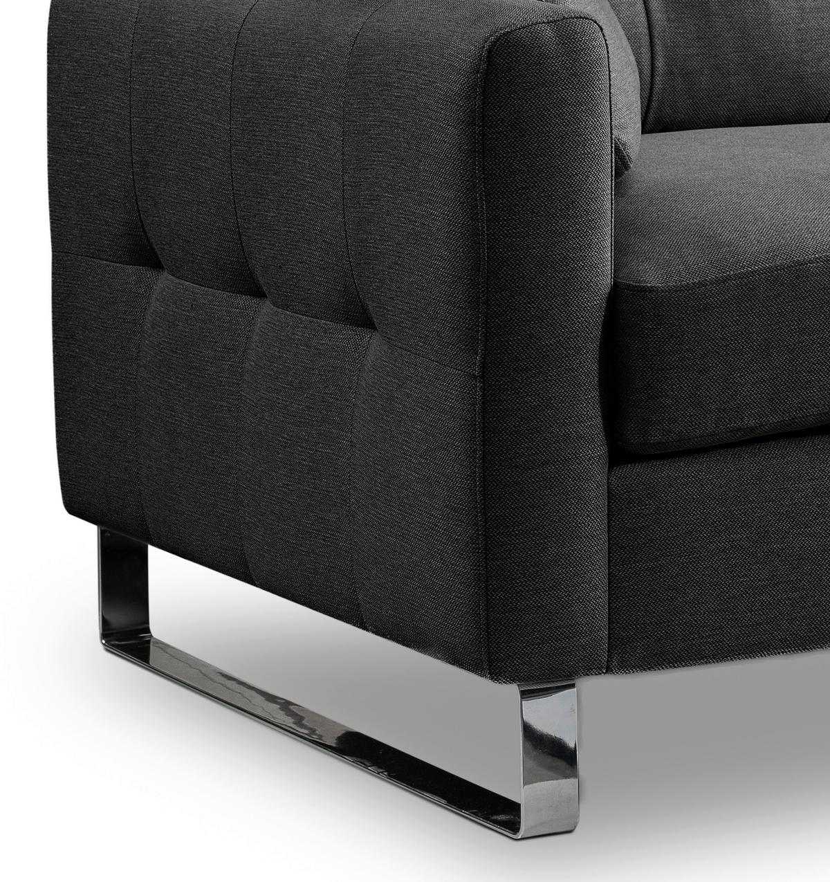 1,5-Sitzer Hera Grau B: 93cm - Chromfarben/Grau, Basics, Holz/Textil (93/92/94cm) - MID.YOU