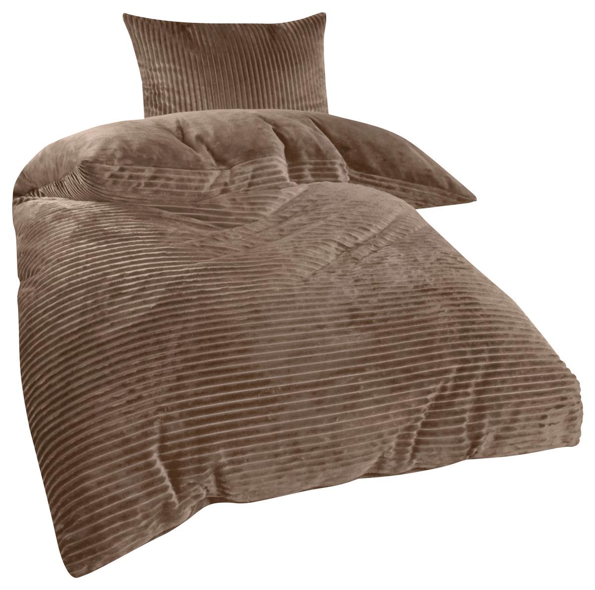 Bettwäsche 140x200 Cm Sina Taupe - Taupe, MODERN, Textil (140/200cm) - Luca Bessoni