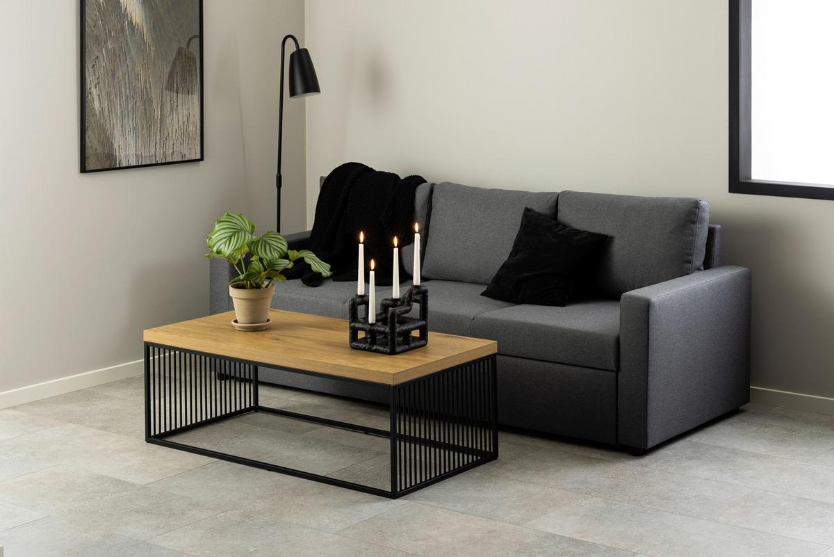Konferenční stolek STRINGTON - černá/barvy dubu, Design, kov/kompozitní dřevo (120/60/40cm) - Livetastic