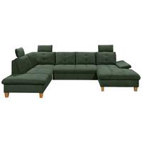 Wohnlandschaft Ascot Dunkelgrün U: 220x324x170 Cm - Dunkelgrün/Eichefarben, KONVENTIONELL, Textil (220/324/170cm) - MID.YOU