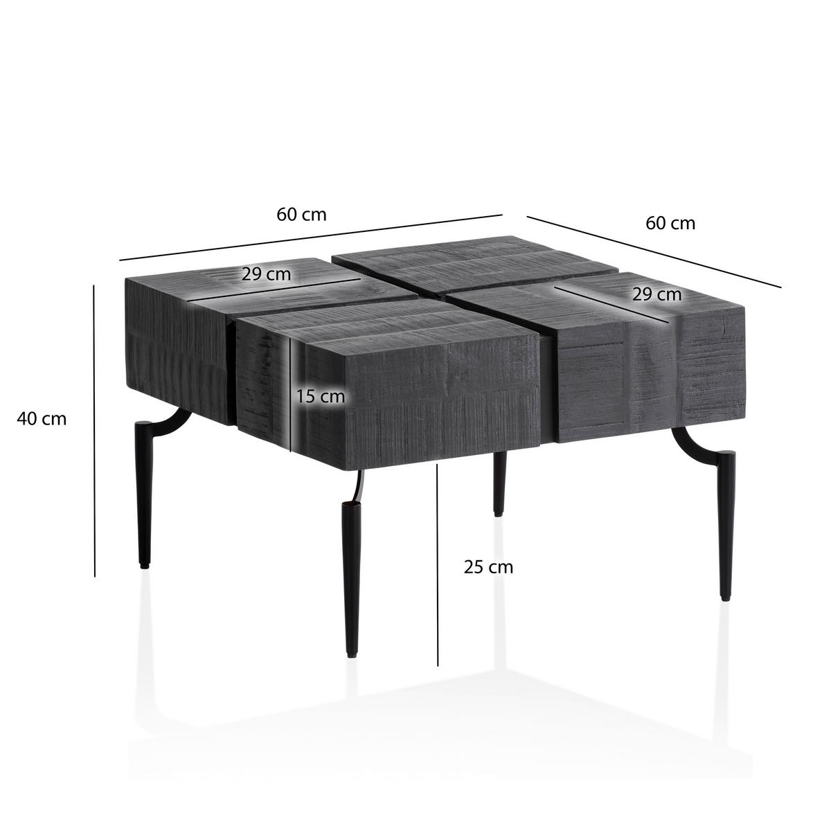 Couchtisch Wl6.980 - Schwarz, Design, Holz/Metall (60/60/40cm) - Livetastic