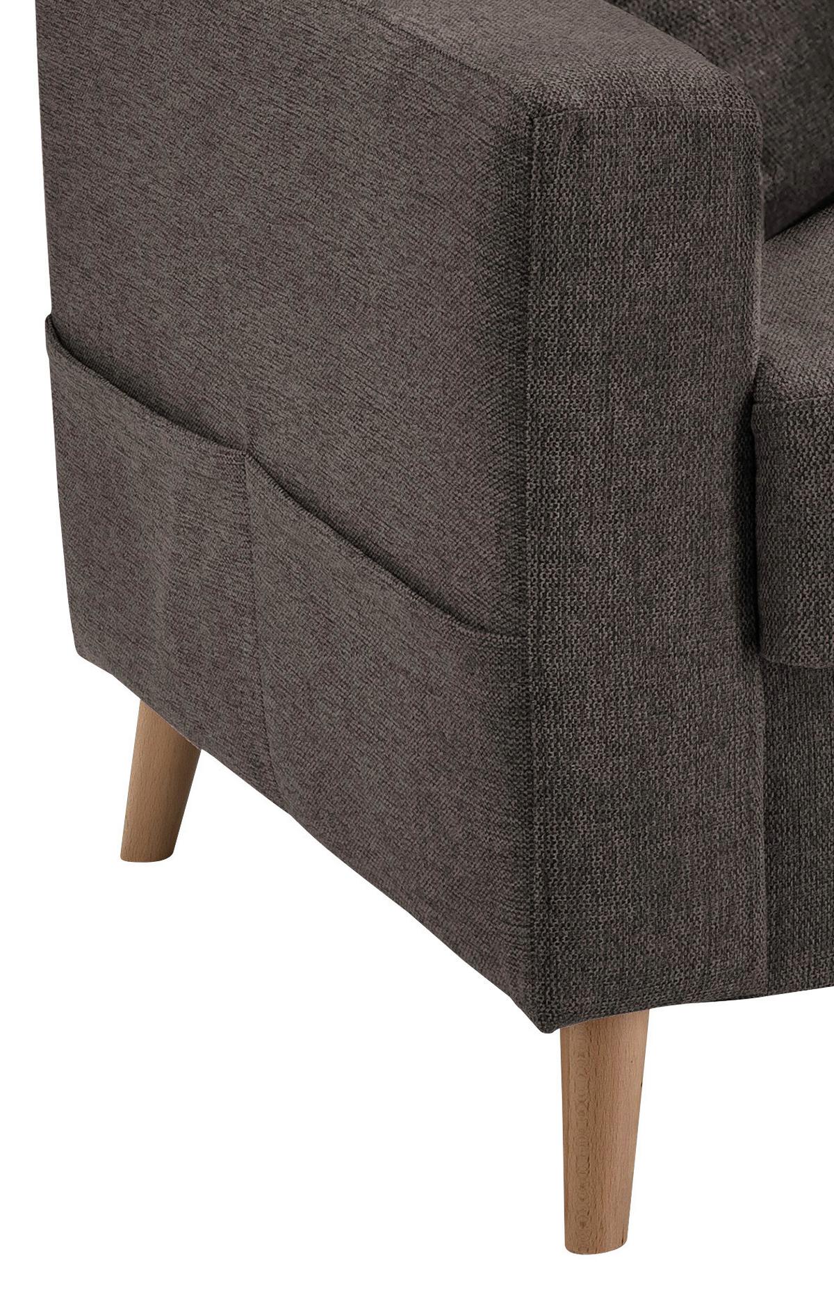 Ecksofa mit Schlaffunktion Valentina mit Kissen Braun - Braun/Naturfarben, KONVENTIONELL, Textil (230/200cm) - P & B