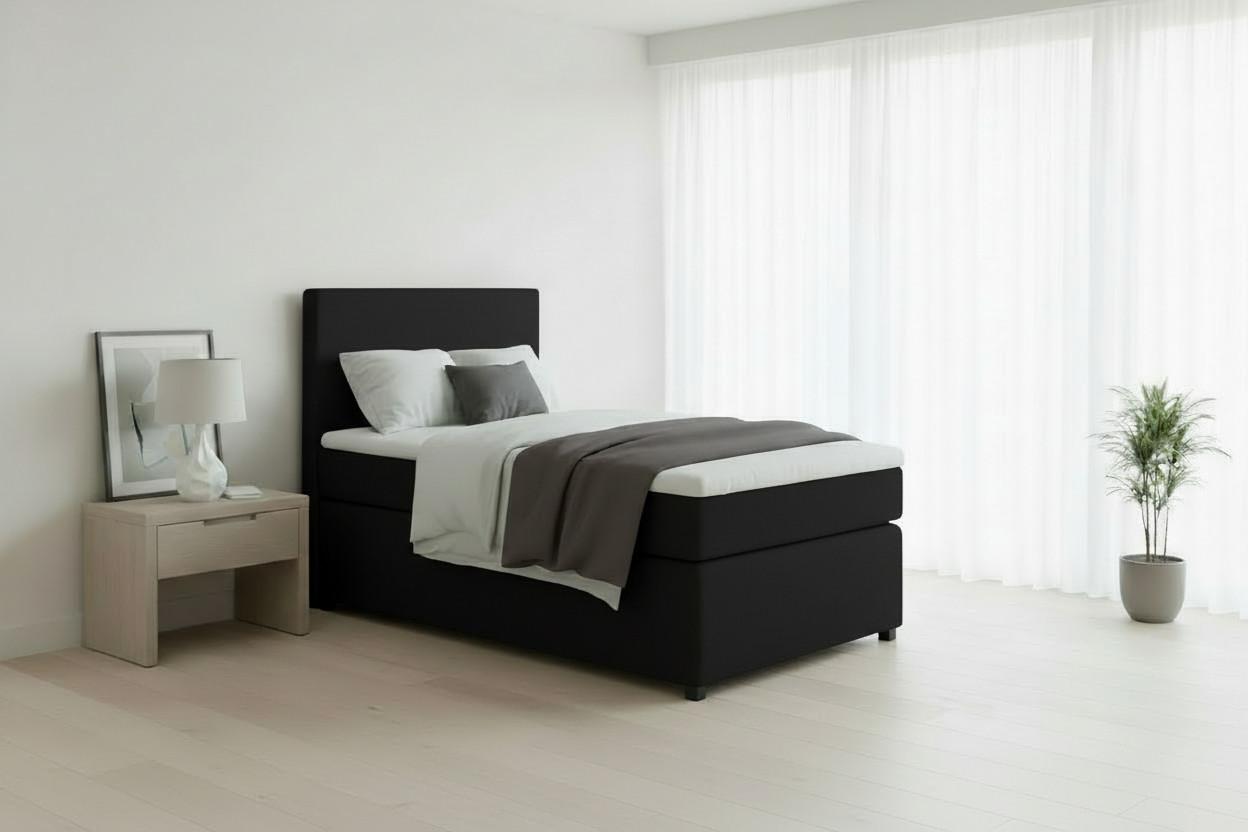 Boxspringbett Togo 90 90x200 Graphitfarben - Graphitfarben/Schwarz, MODERN, Holzwerkstoff/Textil (90/200cm) - MID.YOU