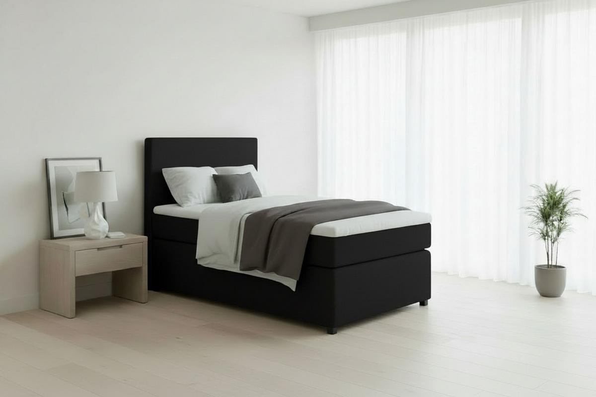 Boxspringbett Togo 90 90x200 Graphitfarben - Graphitfarben/Schwarz, MODERN, Holzwerkstoff/Textil (90/200cm) - MID.YOU