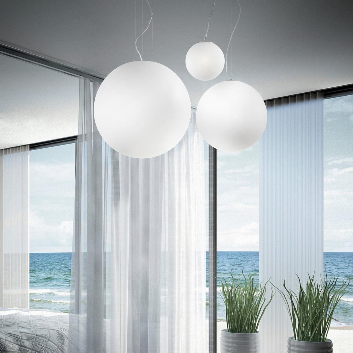 Hängeleuchte Bianco Weiß D: 40 Cm - Weiß, KONVENTIONELL, Glas (40/65/240cm) - Ideal Lux