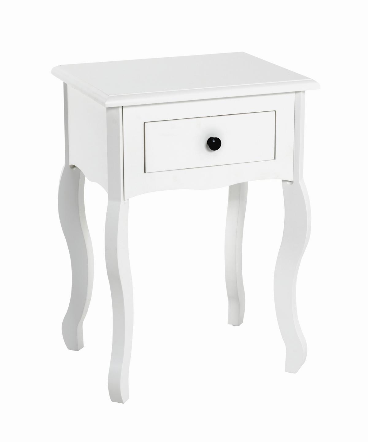 NOČNÍ STOLEK JAMILA 1 - bílá/černá, Romantický / Rustikální, dřevo/kompozitní dřevo (40/58/32cm)