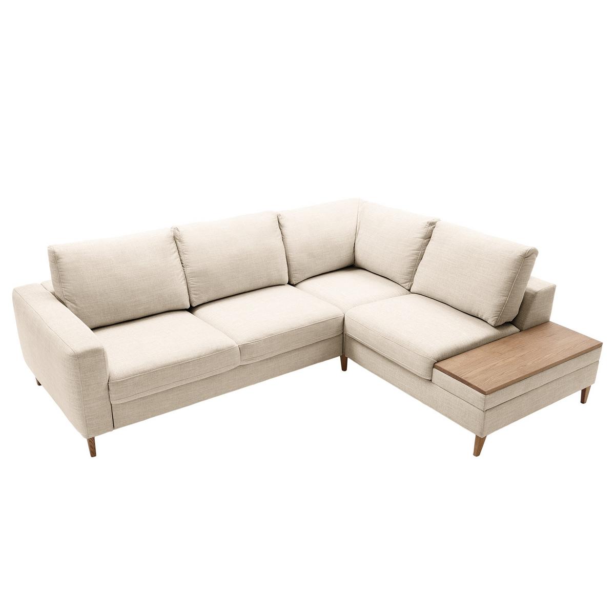 Ecksofa Alika Silberfarben S: 260x204 cm - Eschefarben/Silberfarben, MODERN, Textil (260/204cm) - Trendmanufaktur