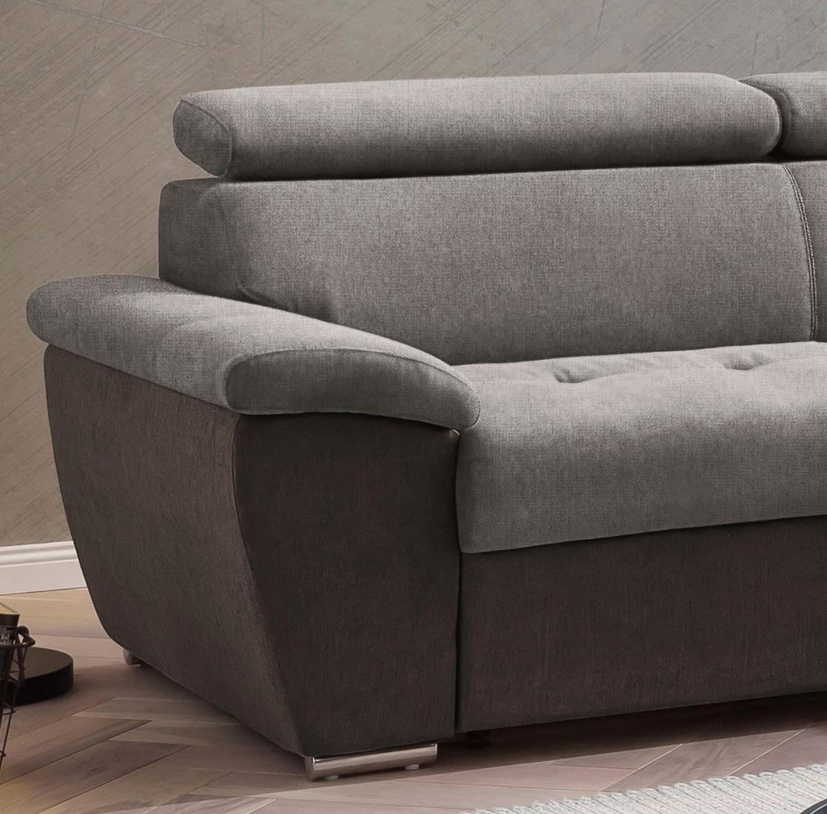Ecksofa Mit Schlaffunktion Und Bettkasten Antero Dunkelbraun - Chromfarben/Dunkelbraun, Design, Textil (262/216cm) - Livetastic