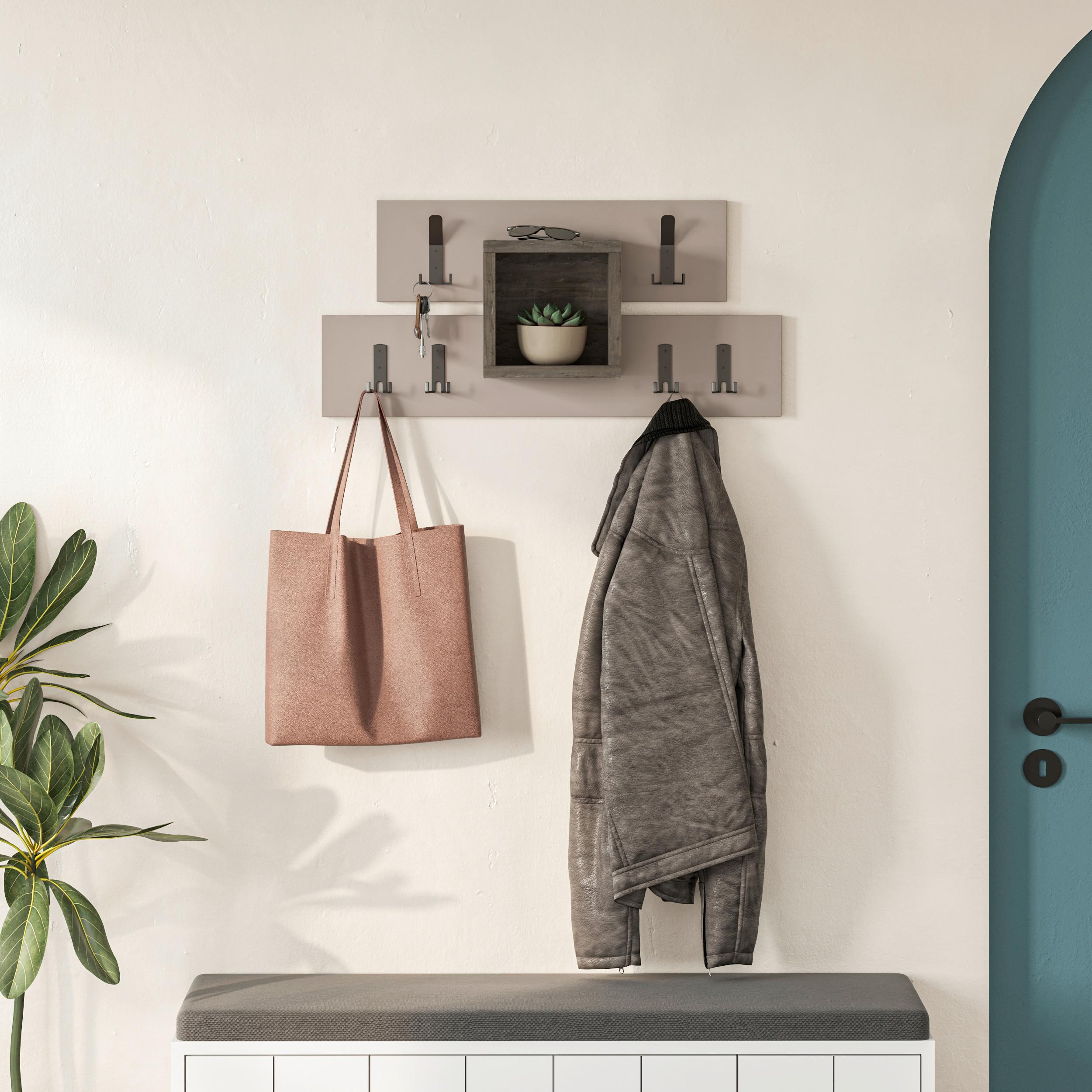 Wandgarderobe Lumina Dunkelbraun/mokka B: 68 Cm - Dunkelbraun/Mokka, Design, Holzwerkstoff/Metall (68/32/13cm) - Livetastic