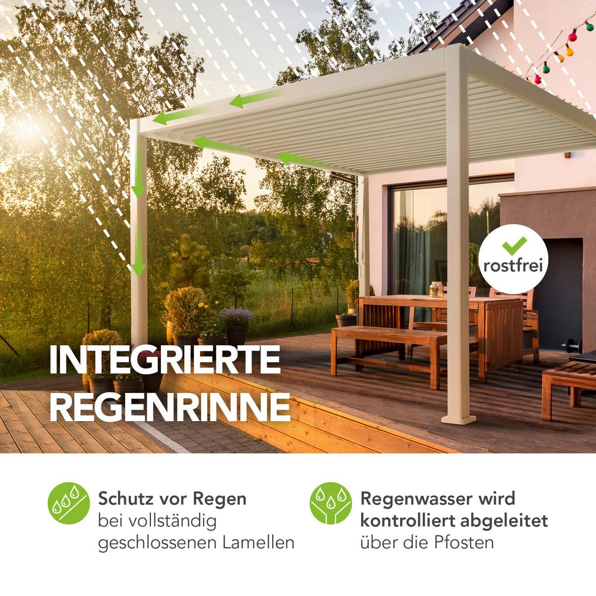 Pavillon Deluxe 400x300cm Sturmfest, Gartenpavillon - Weiß, Basics, Metall (400/255/300cm) - WEIDE