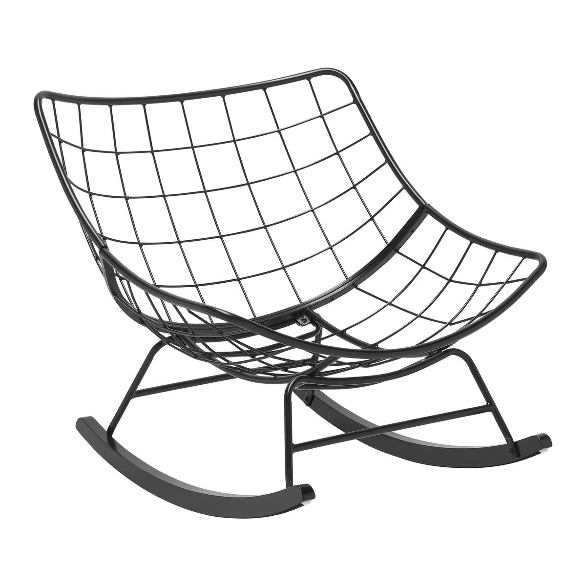 Houpací křeslo CLOUD, krémová žinylka, max. 140 kg - černá/krémová, Moderní, kov/dřevo (96/88/103cm) - Mömax