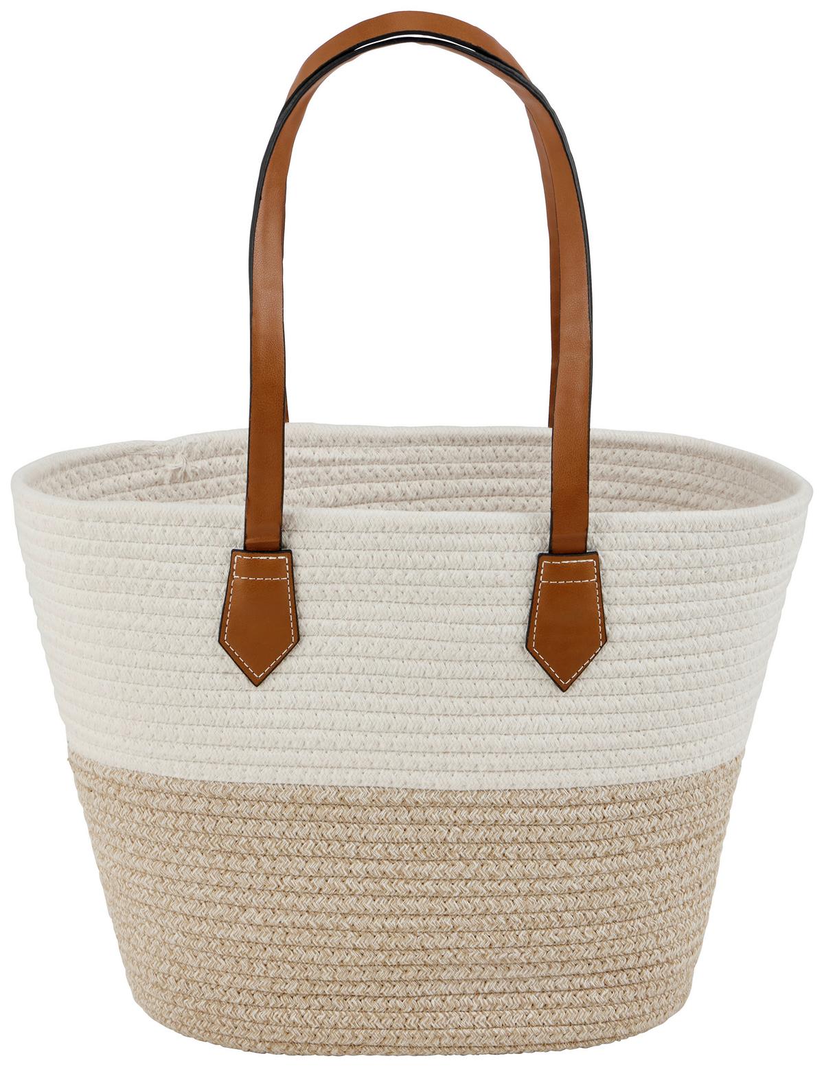 Strandtasche Sani - Creme/Weiß, Basics, Kunststoff/Textil - Luca Bessoni