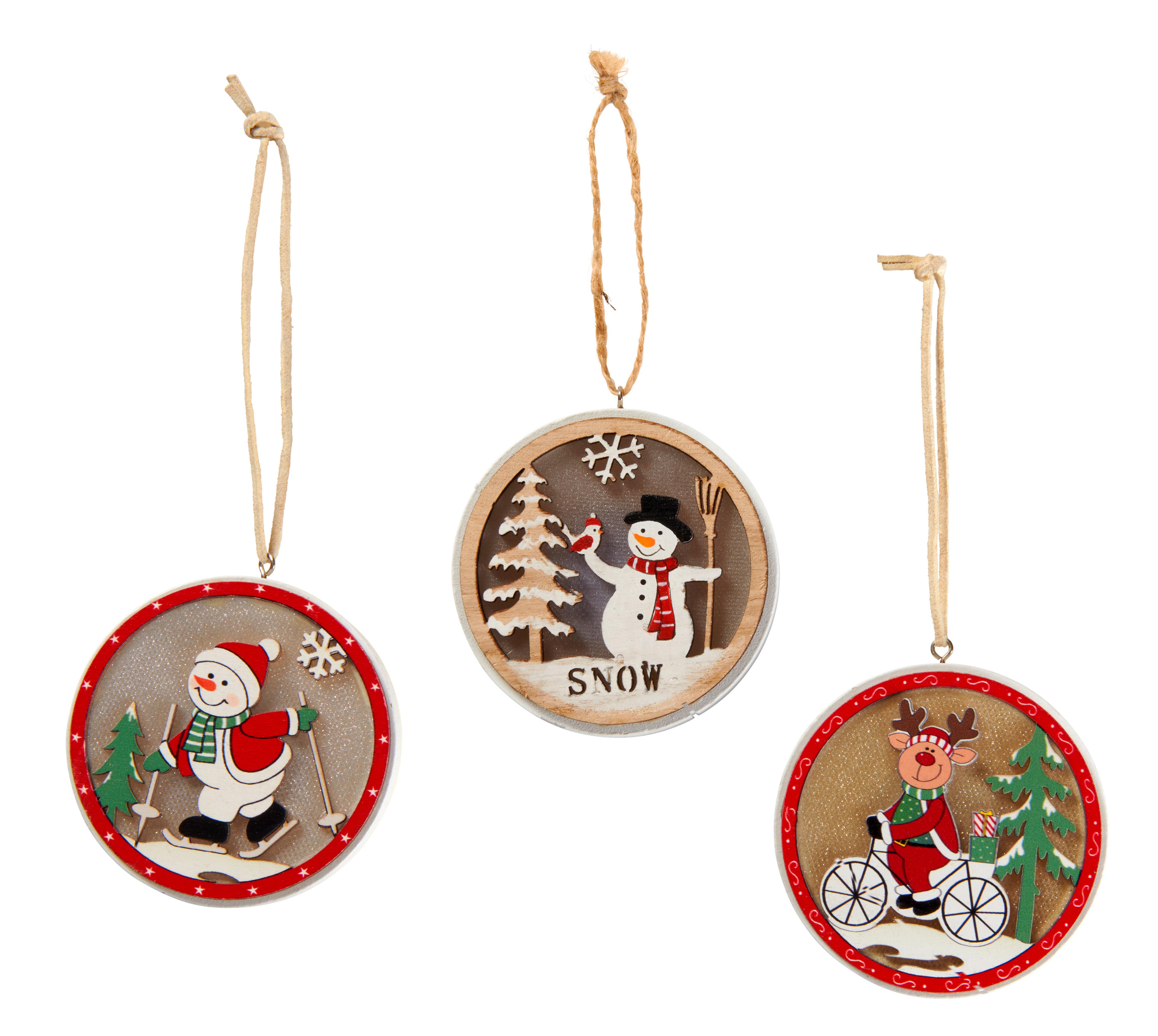 Led Díszlámpa Snow - natúr színű/fekete, Modern, műanyag/fa (7,5cm) - James Wood