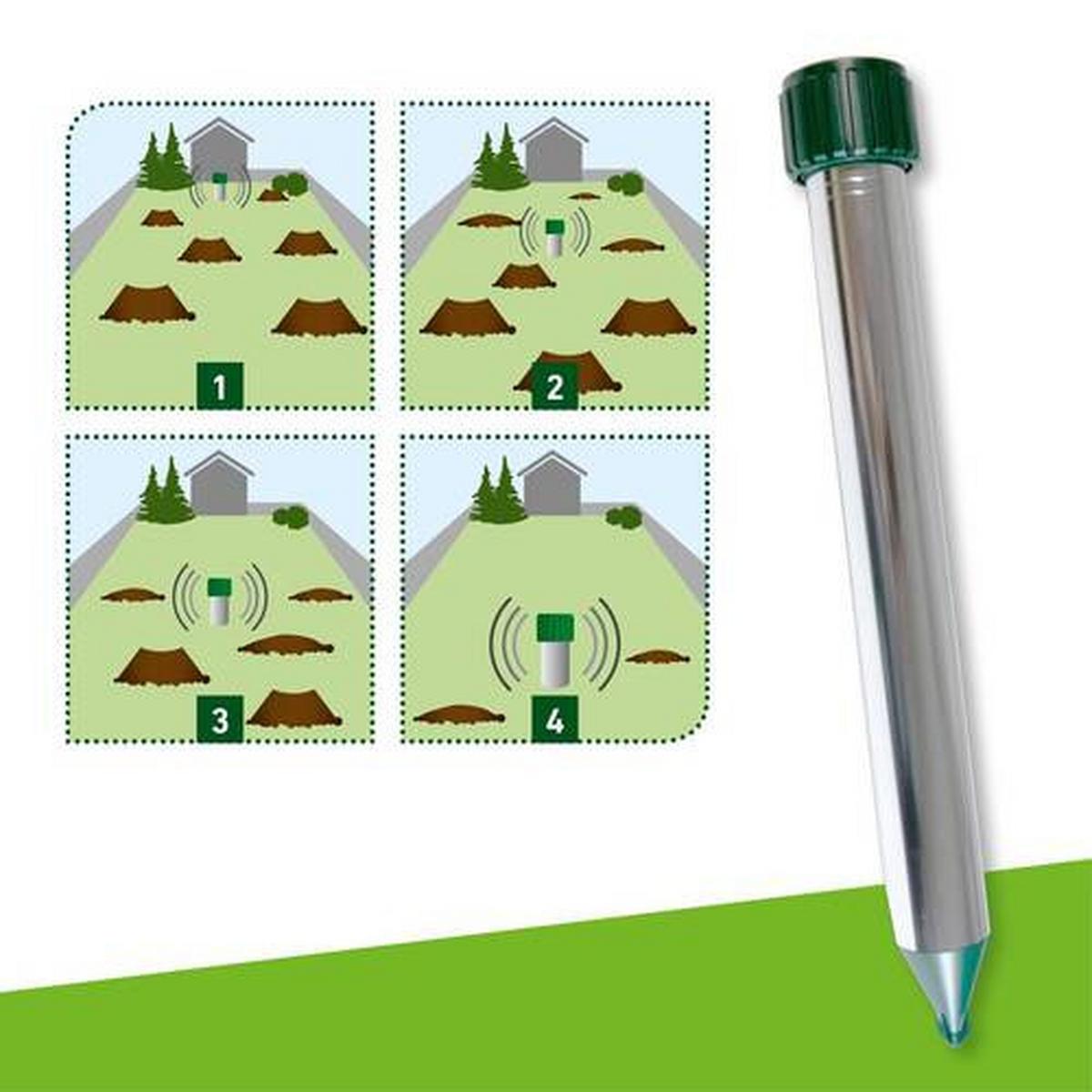 Ultraschall-tiervertreiber Wühlmaus Vertreiber Alu 5 Star - Alufarben/Grün, Basics, Metall (5,5/5,5/42cm)