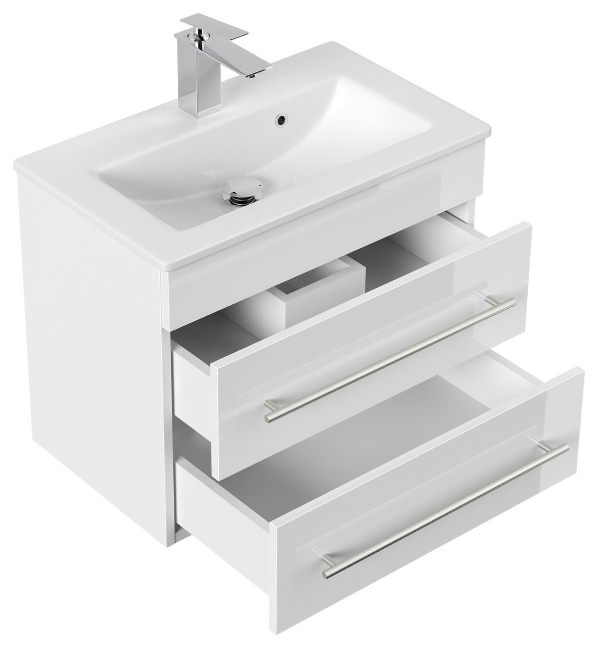 Badezimmer Portus Weiß Hochglanz B:60,6cm - Weiß Hochglanz/Weiß, MODERN, Holzwerkstoff (60,6cm) - MID.YOU