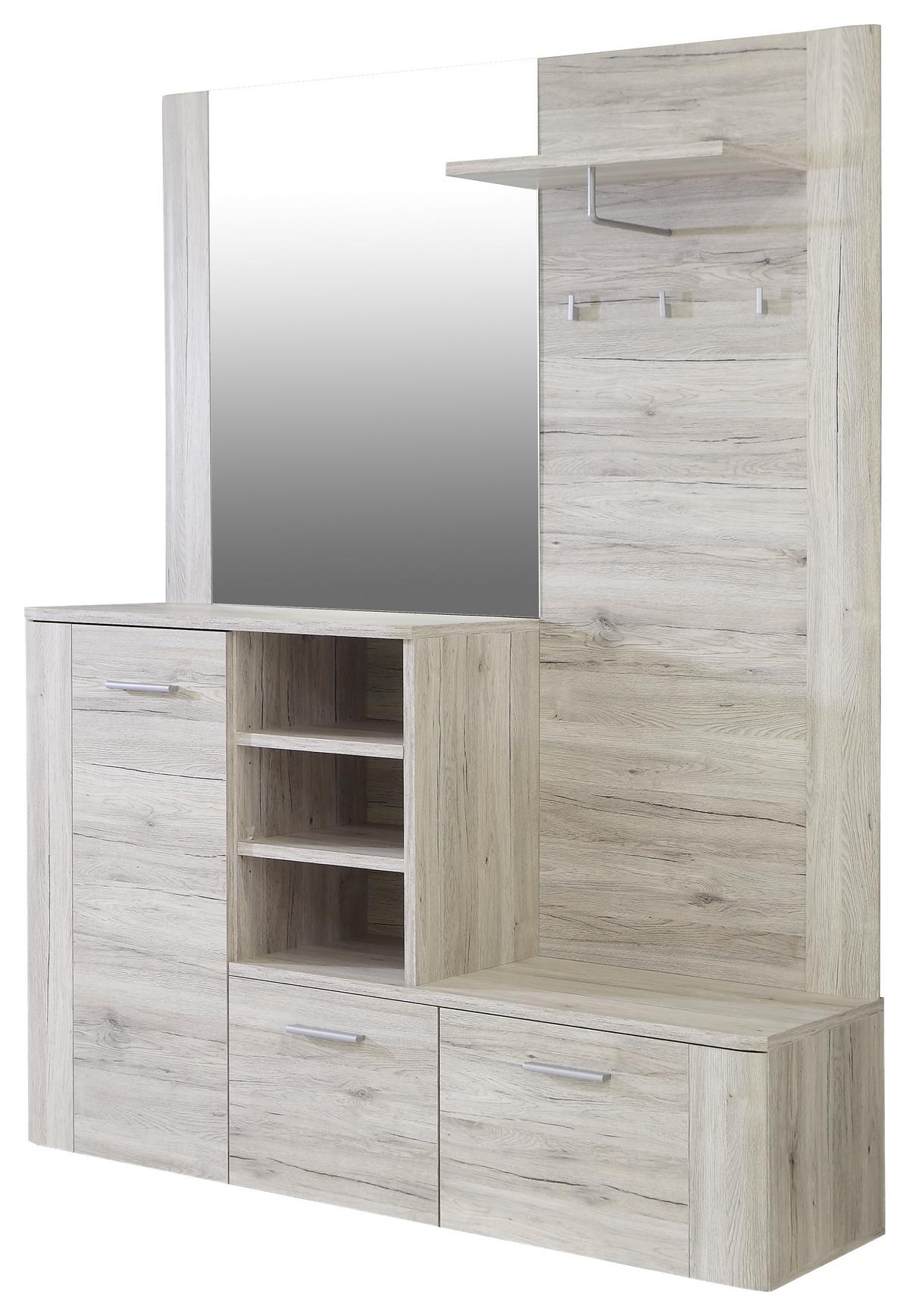 Garderobe Big Bang Eiche Dekor B: 155 Cm Mit Spiegel - Basics, Glas/Holzwerkstoff (155/200/41,6cm) - MID.YOU