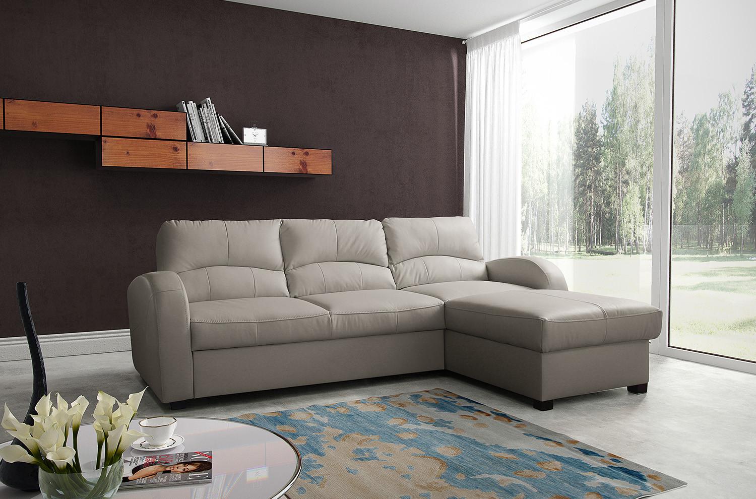 Ecksofa Tilo Platinfarben S: 227 cm - Platinfarben/Schwarz, Design, Leder/Textil (227/168cm) - Livetastic