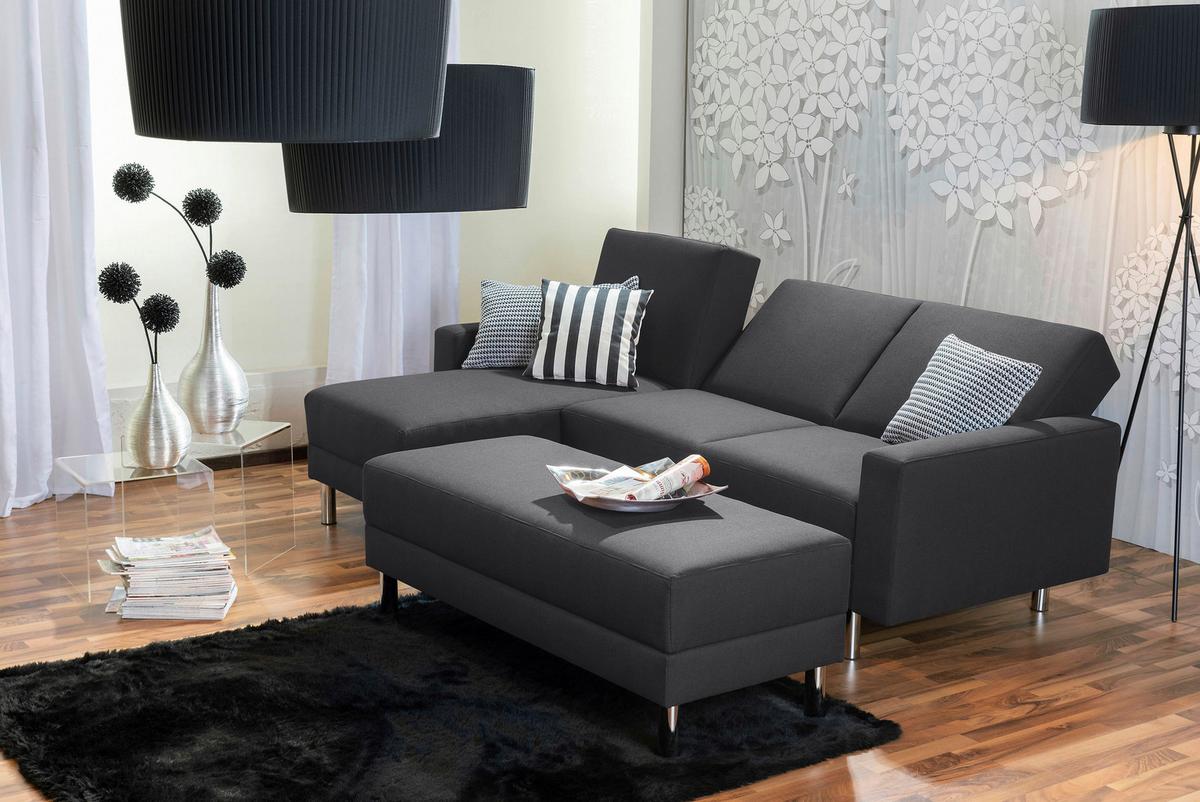 Ecksofa mit Schlaffunktion Just Fashion Graphitfarben - Chromfarben/Graphitfarben, KONVENTIONELL, Textil (152/230cm) - Max Winzer
