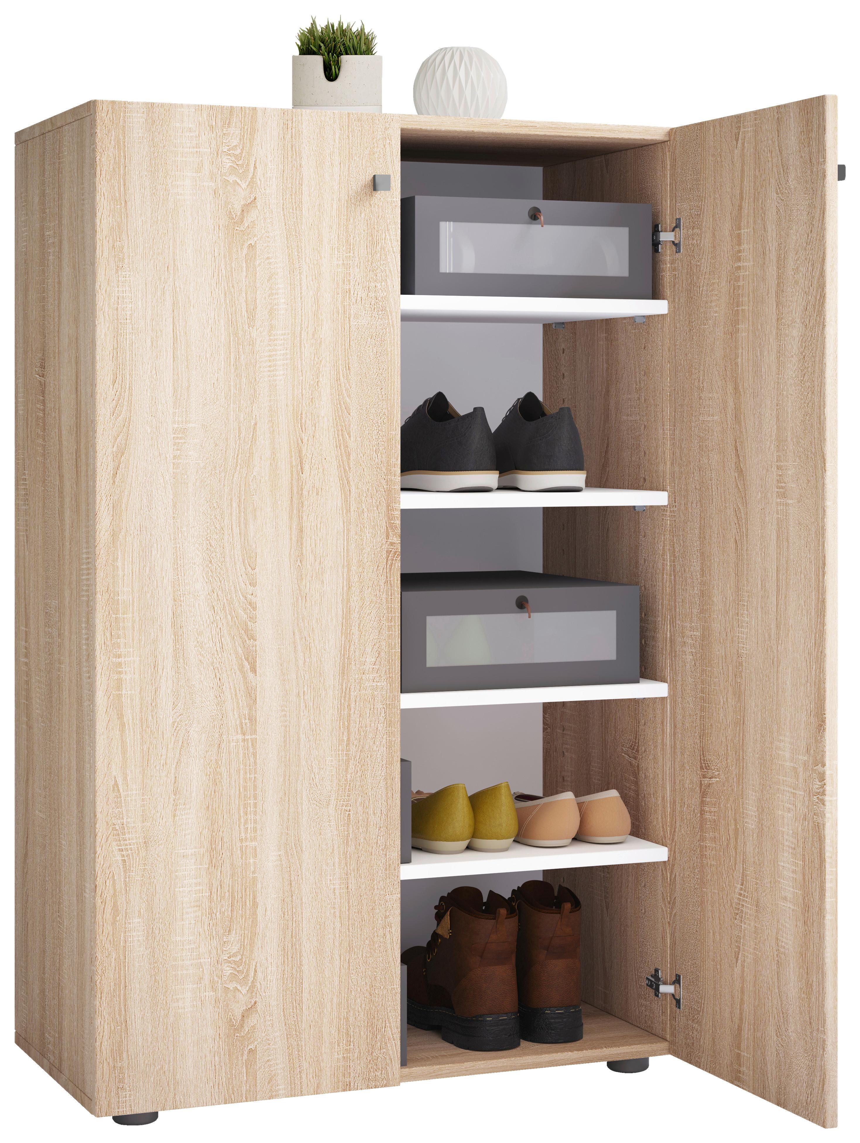 Schuhschrank Lona Sonoma Eiche Dekor - Schwarz/Sonoma Eiche, Design, Holzwerkstoff (70/110/39cm) - MID.YOU