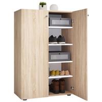 SCHUHSCHRANK Lona Sonoma Eiche Dekor - Schwarz/Sonoma Eiche, Design, Holzwerkstoff (70/110/39cm) - MID.YOU