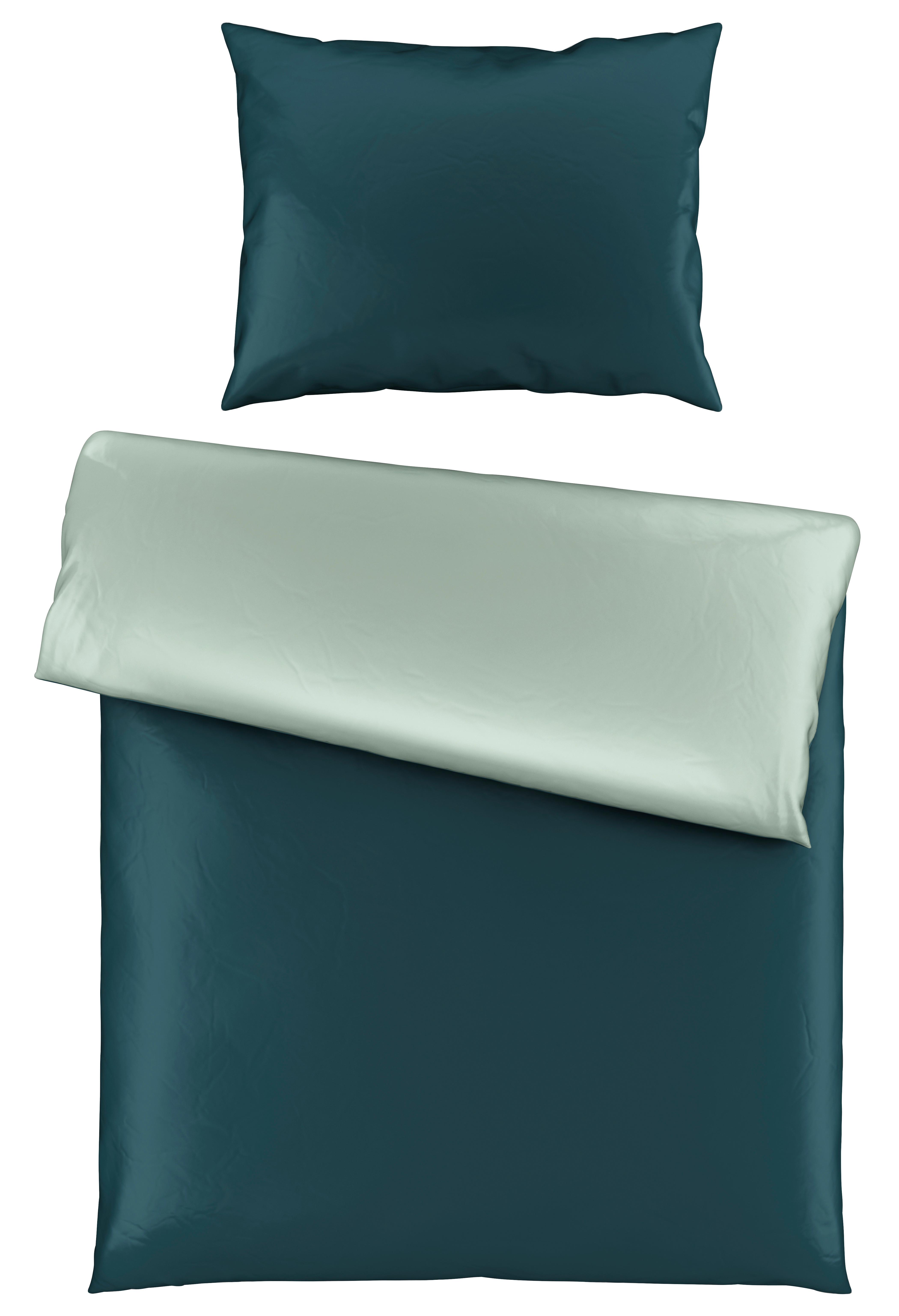 Satin-Bettwäsche 140x200 cm Melissa Petrol/Mintgrün - Petrol/Mintgrün, MODERN, Textil - Luca Bessoni
