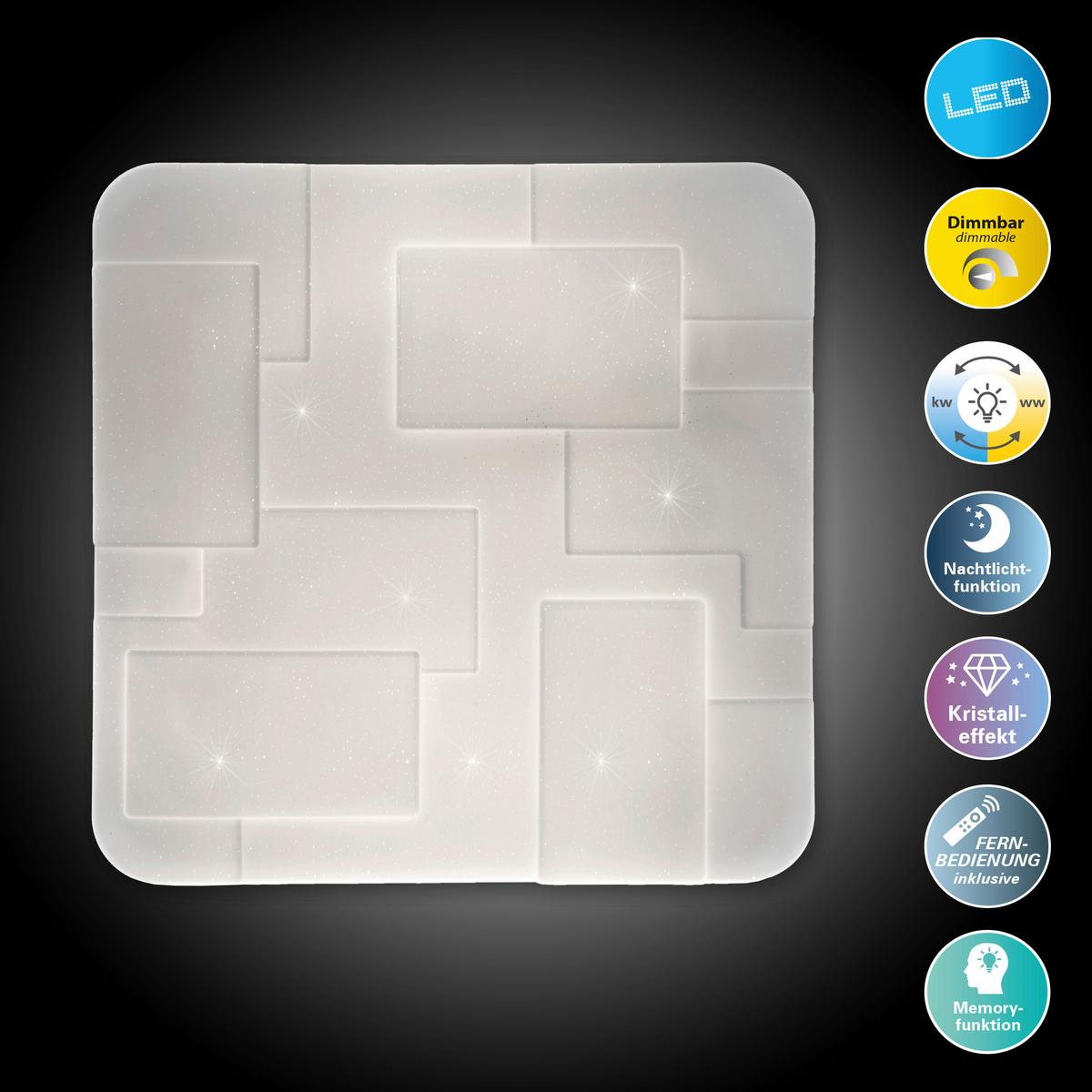 Led-deckenleuchte Luxor L: 54 Cm Dimmbar Mit Fernbedienung - Weiß, Design, Kunststoff/Metall (54/6,5cm) - Näve