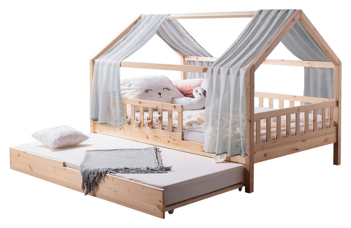 Hausbett Kim Naturfarben/Grau 140x200cm - Naturfarben/Grau, MODERN, Holz/Textil (140/200cm) - Livetastic