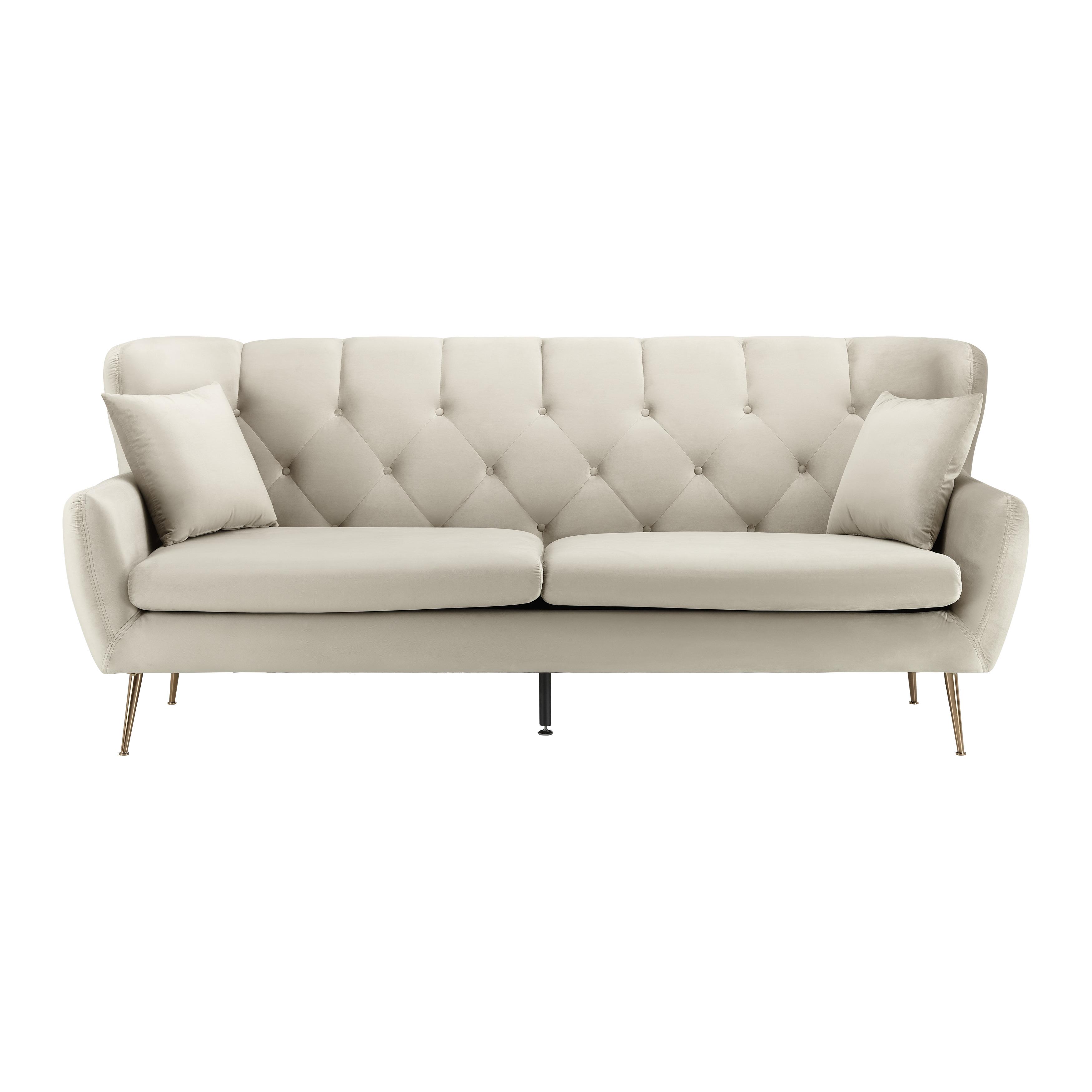 Pohovka Liliana Béžová - barva růžového zlata/béžová, Moderní, kov/dřevo (227/95/93cm) - Bessagi Home