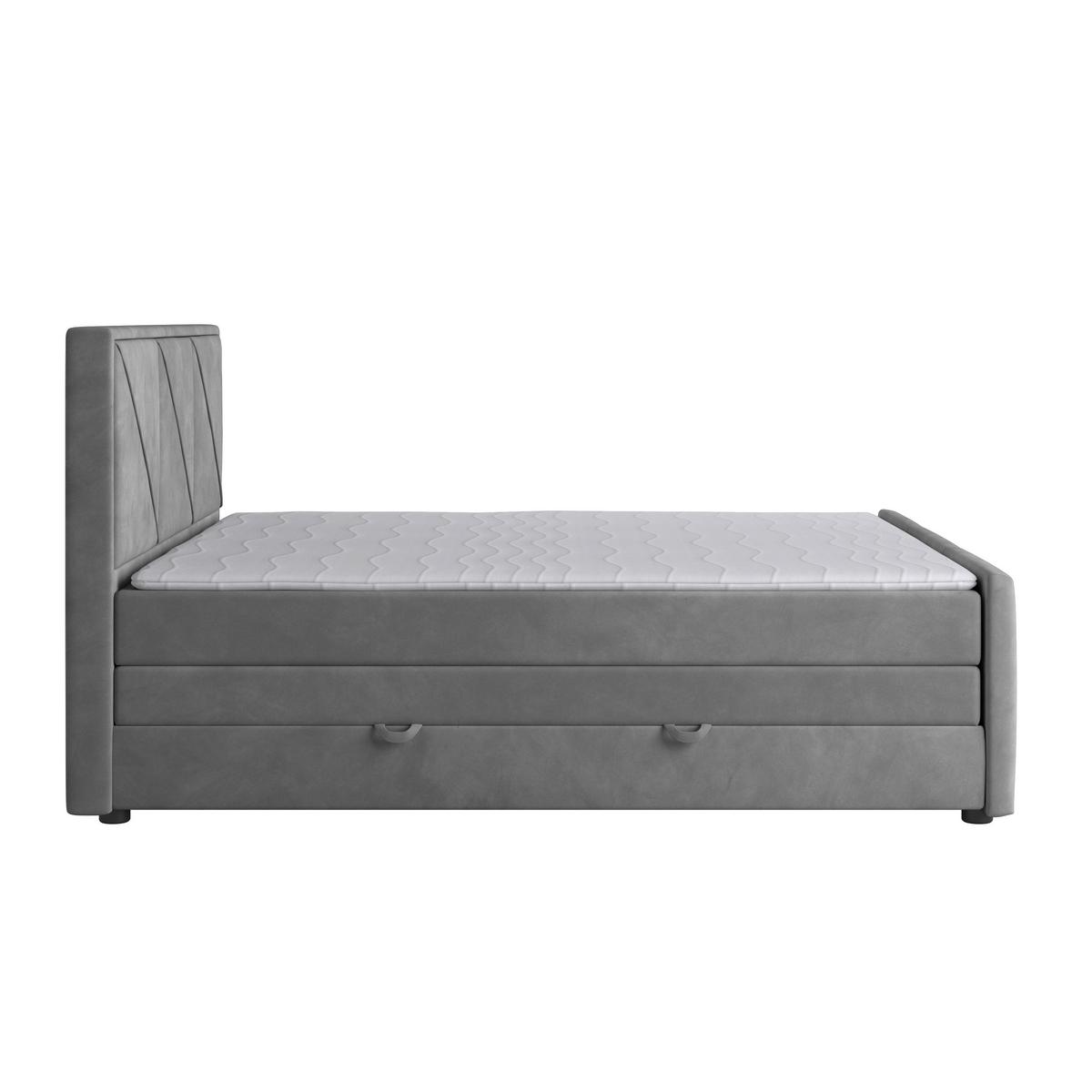 Boxspringbett mit Bettkasten Bologna 180x200 cm Hellgrau - Hellgrau/Schwarz, MODERN, Holzwerkstoff/Kunststoff (180/200cm) - MID.YOU