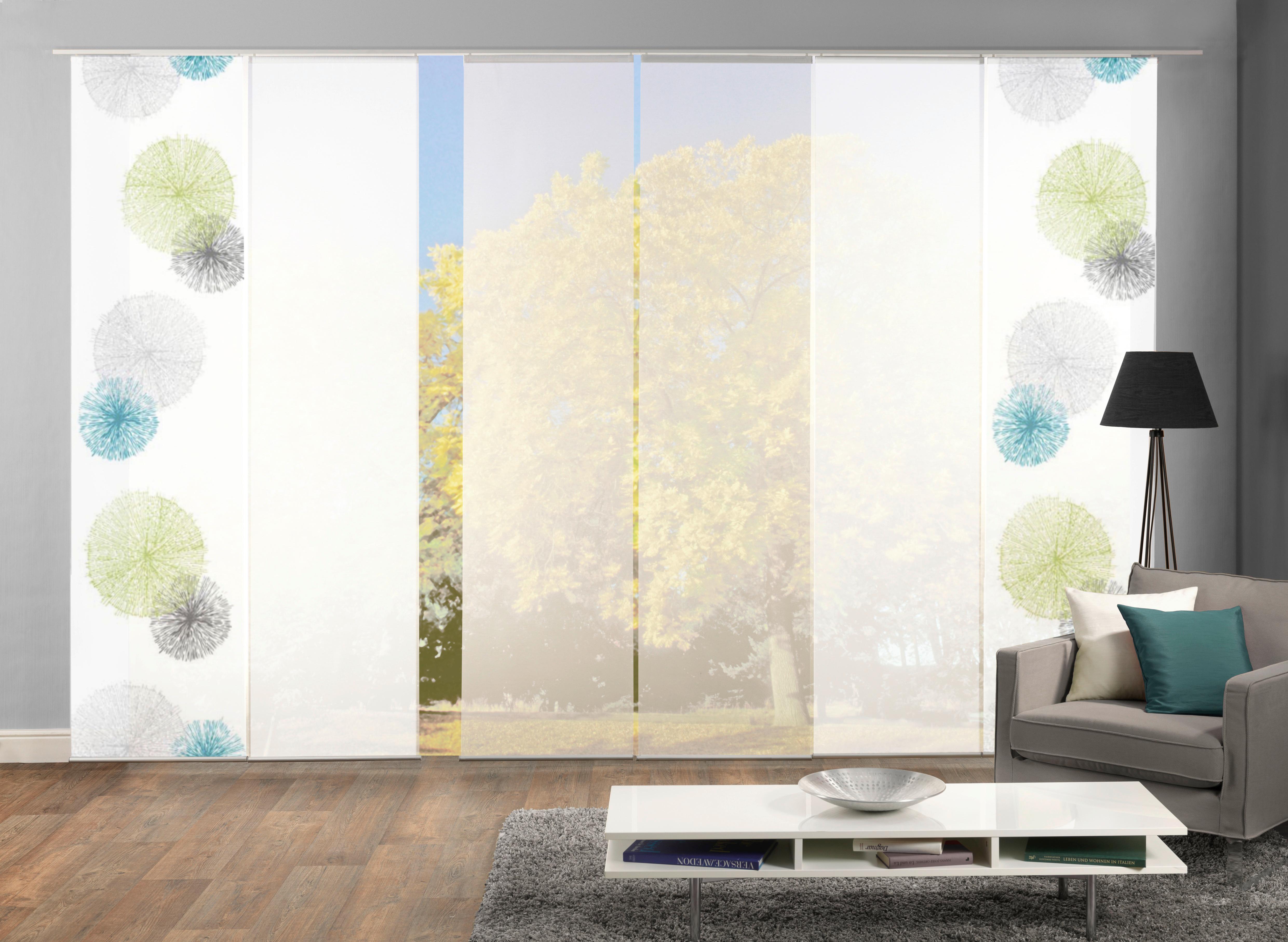Flächenvorhang 6-Tlg. Rawlins B: 60 cm, Grün/Grau - Grün, Basics, Textil (60/245cm)