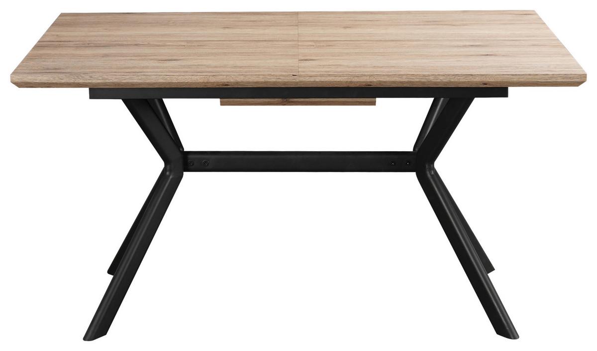 Étkezőasztal Extend - natúr színű/fekete, Modern, faalapú anyag/fém (140/90/76cm) - MID.YOU