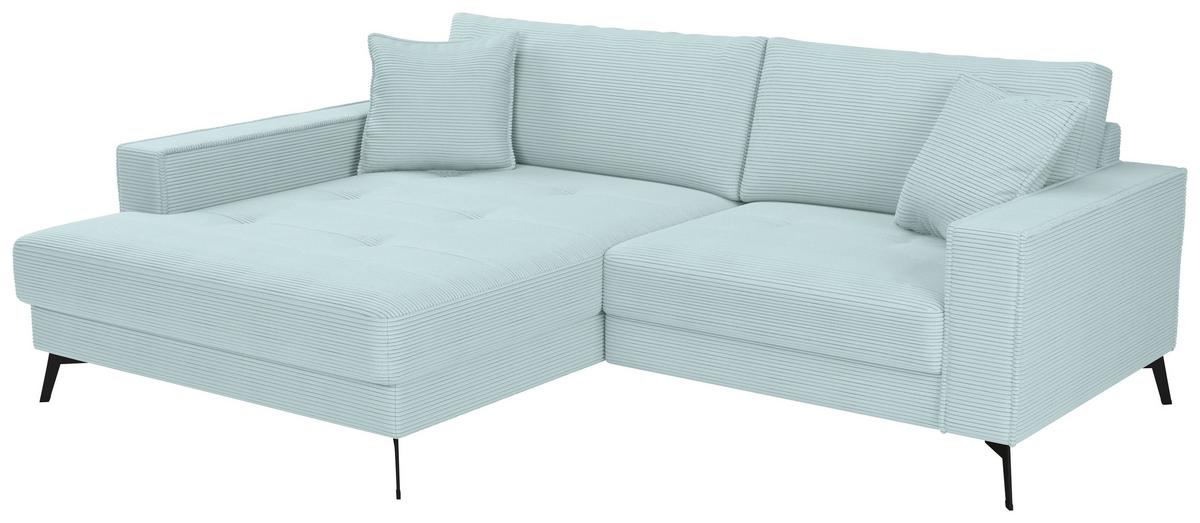 Ecksofa Ted Hellblau S: 174x228 Cm - Salbeigrün/Schwarz, Trend, Textil (174/228cm)