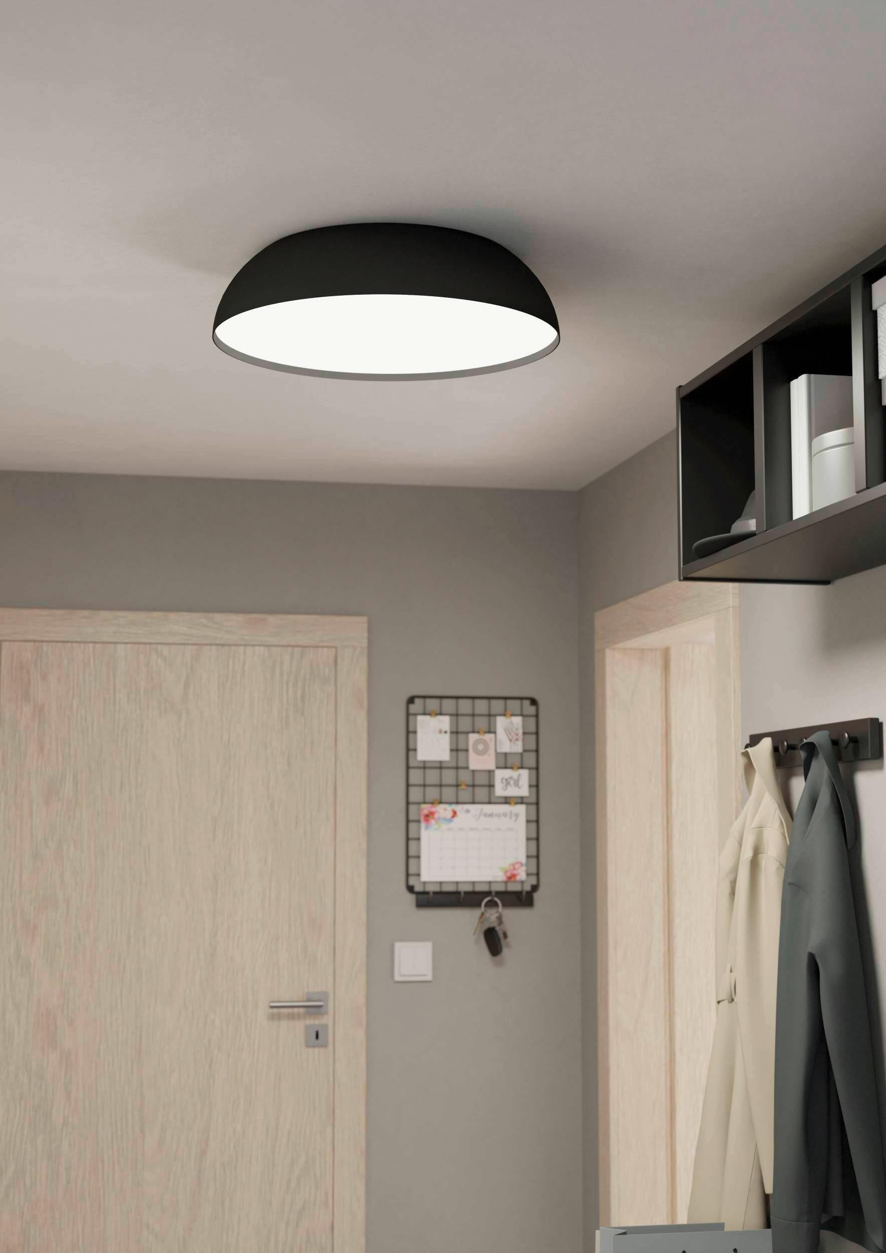 Deckenleuchte Tollos Ø 55 Cm Mit Smartphone-Steuerung Rund - Schwarz/Weiß, Design, Kunststoff/Metall (55/13cm) - Eglo